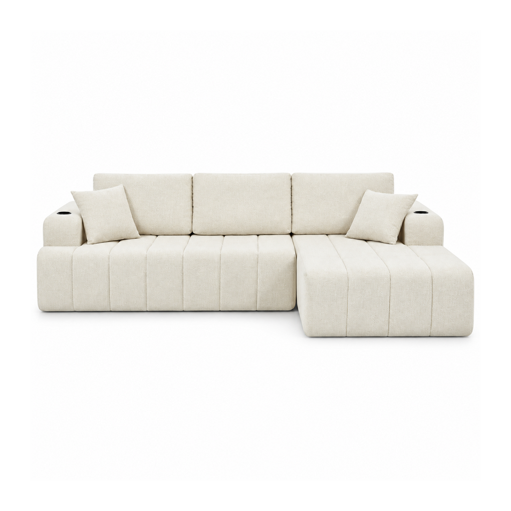 108-Inch L-Shaped Chenille Cloud Sectional Sofa with Chaise, No Assembly, Beige