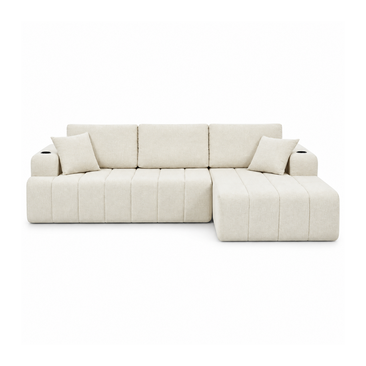 108-Inch L-Shaped Chenille Cloud Sectional Sofa with Chaise, No Assembly, Beige
