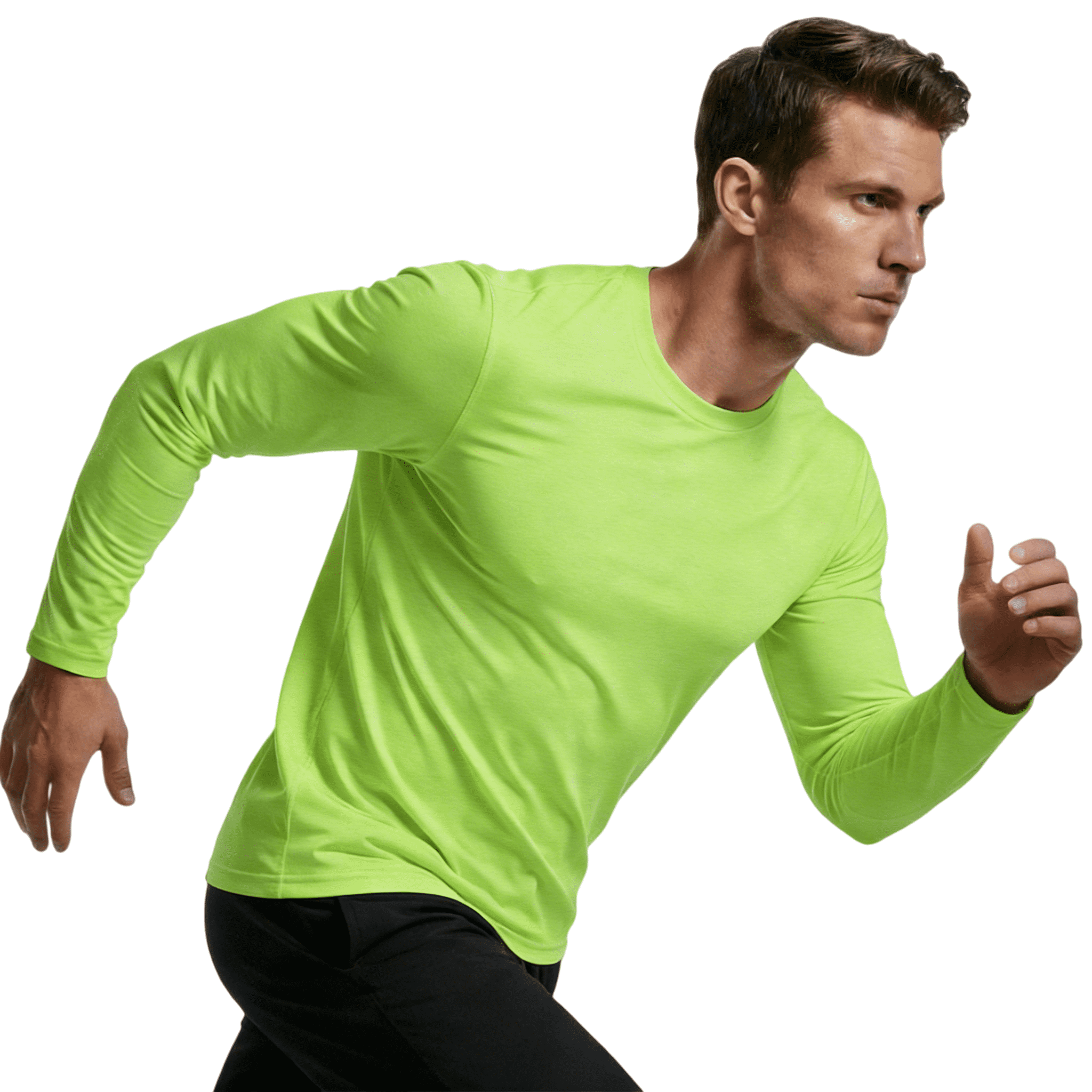 ZBORIBER Men's Quick Dry UPF 50+ UV Sun Protection Moisture Wicking Long Sleeve T-Shirt for Casual Workout,Sizes S-3XL,Highlighter Green