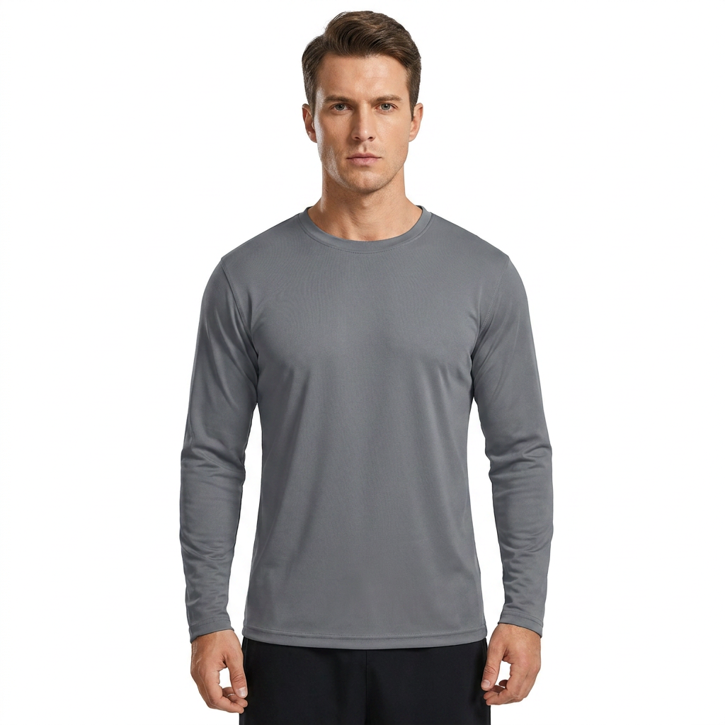 ZBORIBER Men's Quick Dry UPF 50+ UV Sun Protection Moisture Wicking Long Sleeve T-Shirt for Casual Workout,Sizes S-3XL,Titanium