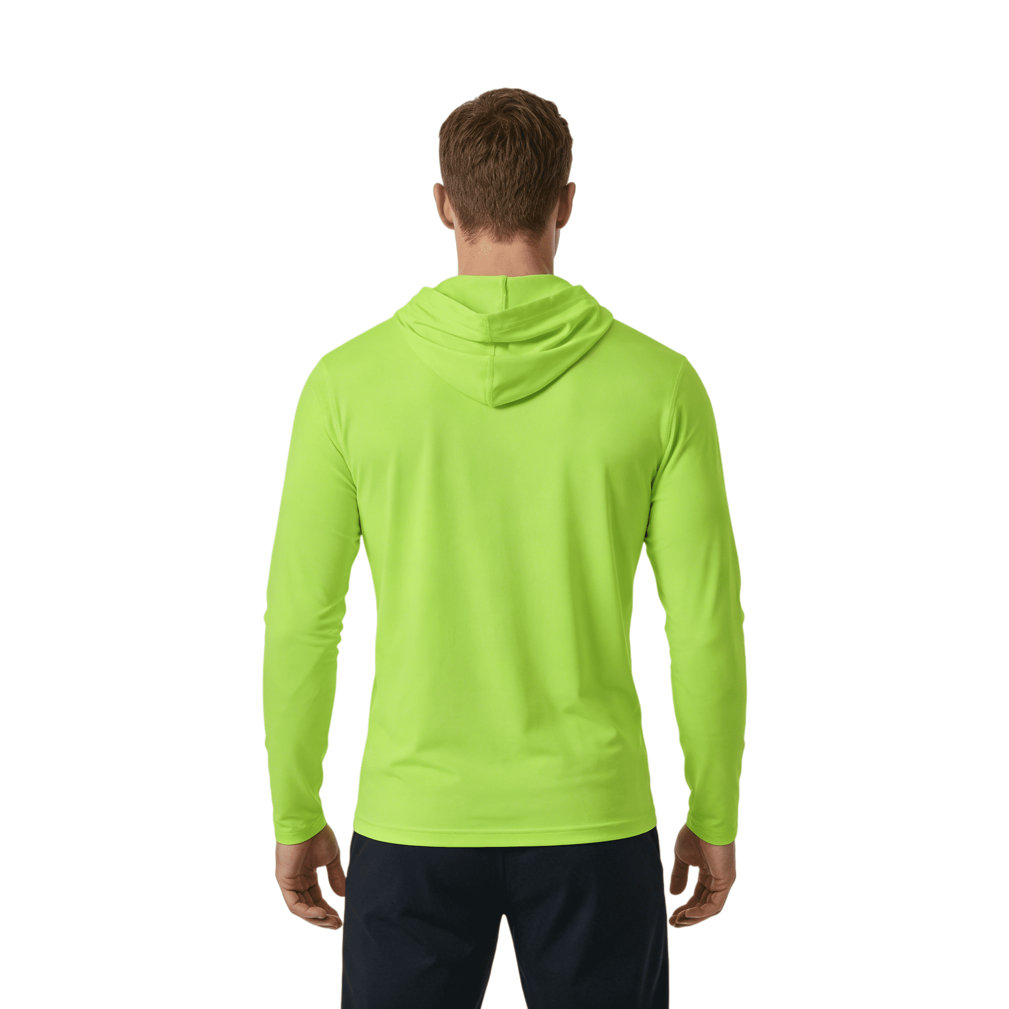 ZBORIBER Men's Hooded T-shirt, Moisture-wicking,Quick-drying,Highlighter Green, Sizes S-3XL