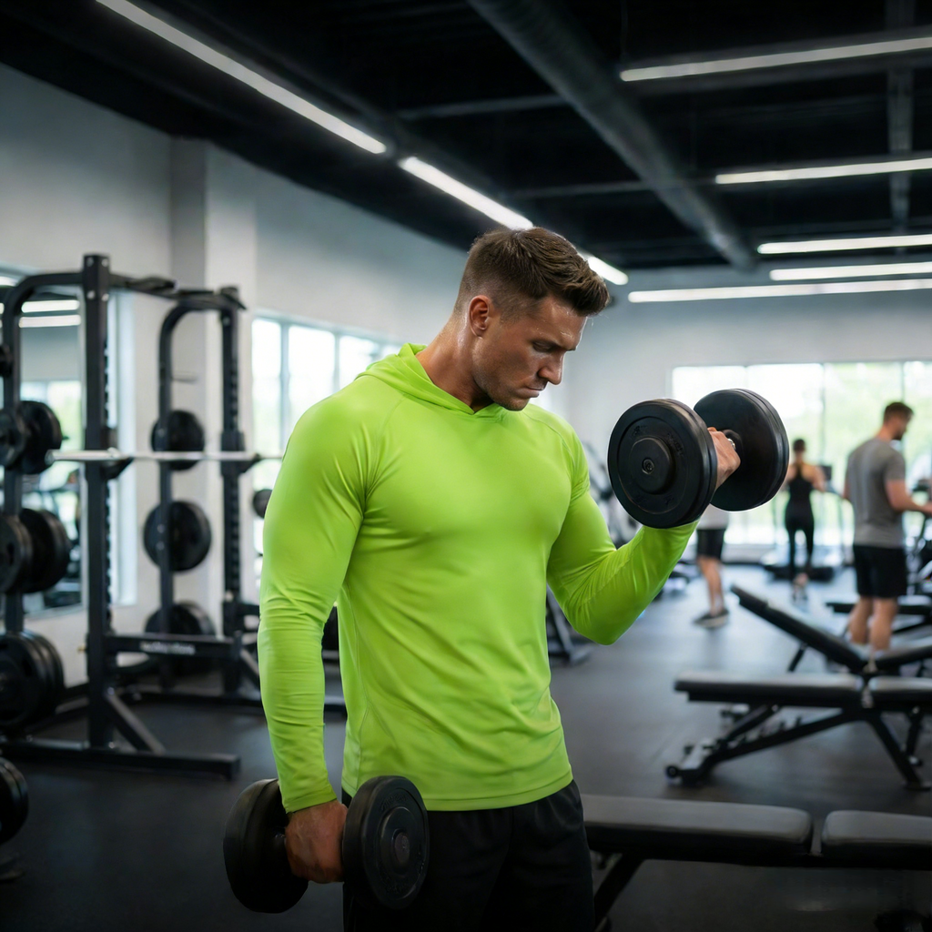 ZBORIBER Men's Hooded T-shirt, Moisture-Wicking,Quick-Drying,Highlighter Green,Sizes S-3XL