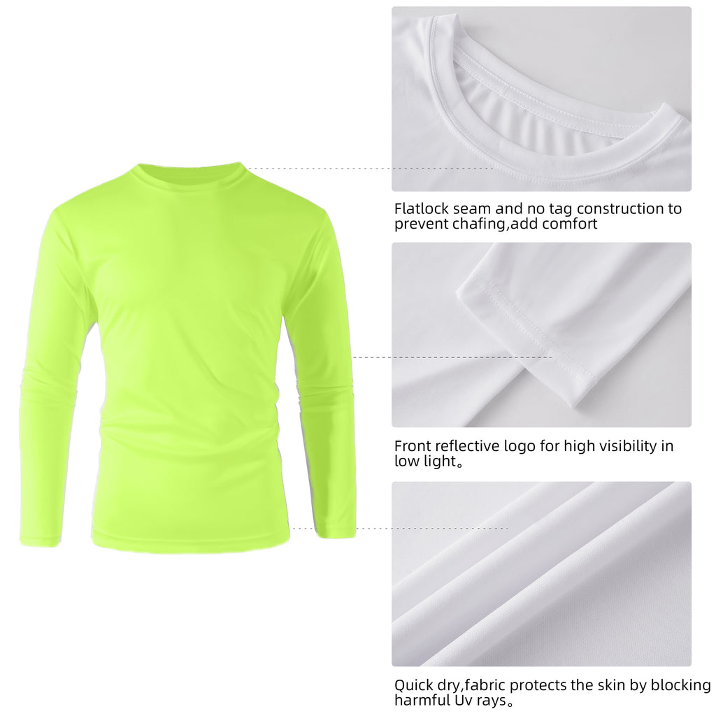 ZBORIBER Men's Hooded T-shirt, Moisture-Wicking,Quick-Drying,Highlighter Glow,Sizes S-3XL