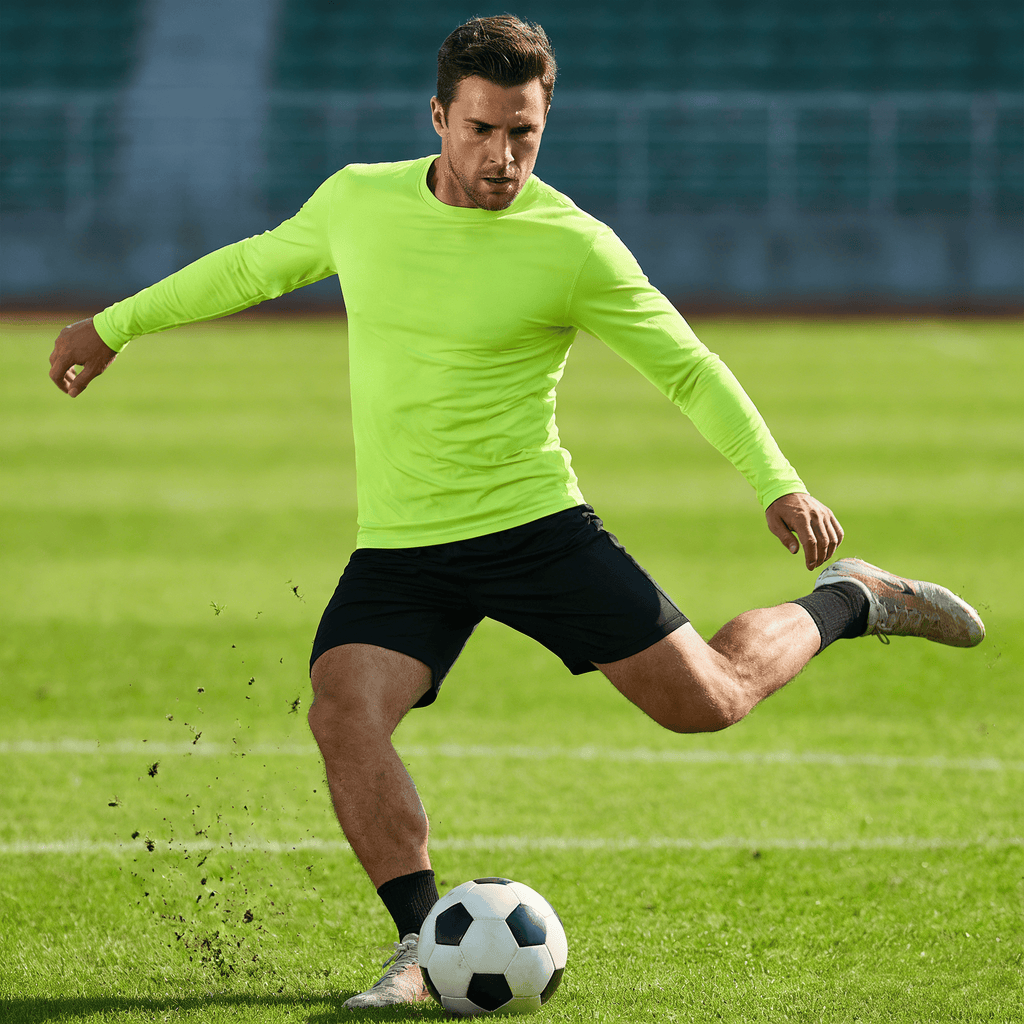 ZBORIBER Men's Quick Dry UPF 50+ UV Sun Protection Moisture Wicking Long Sleeve T-Shirt for Casual Workout,Sizes S-3XL,Highlighter Green
