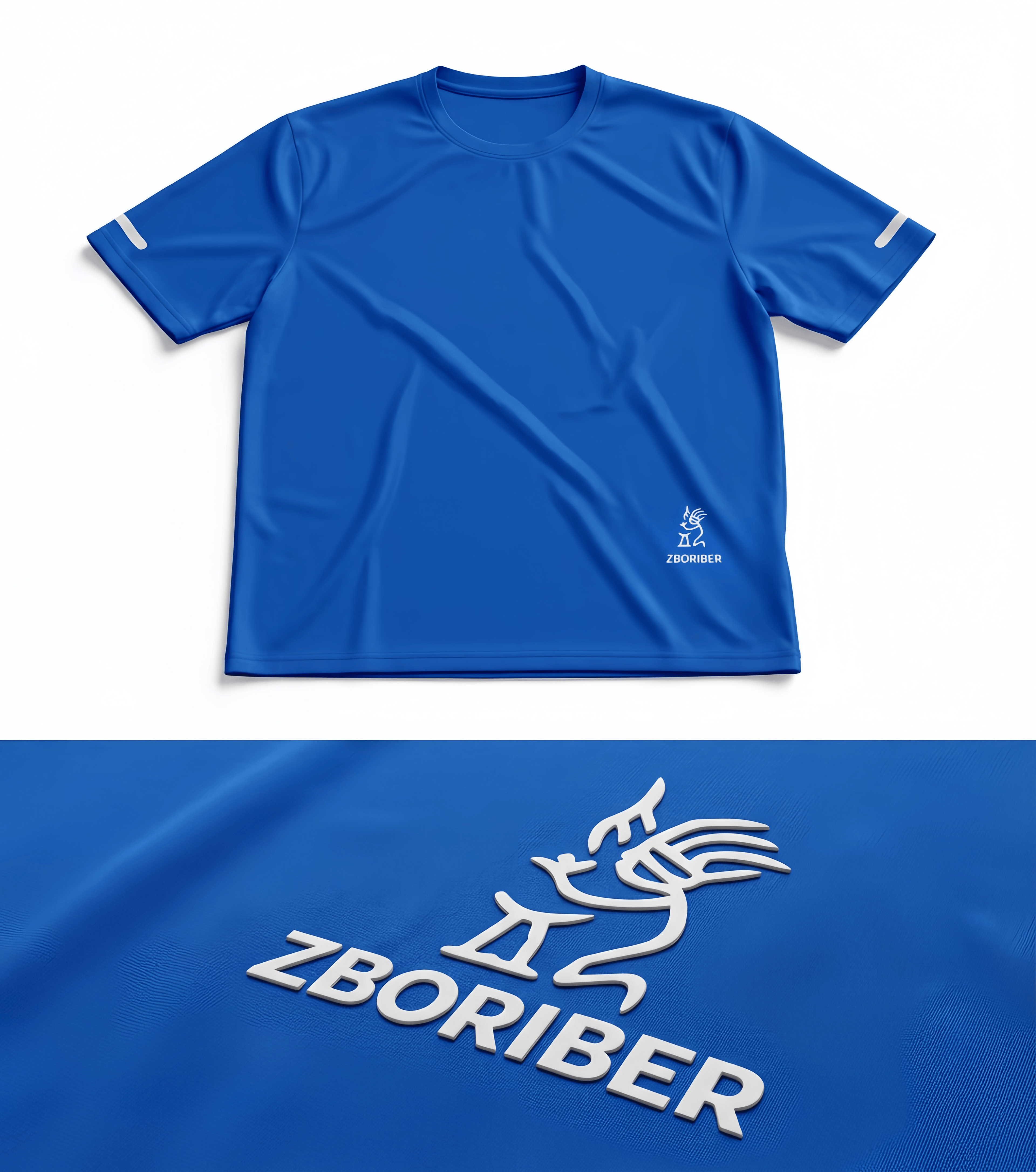 ZBORIBER Men's Short-sleeved T-shirt, Quick-drying, Moisture-wicking, Sweat-wicking, with Reflective Stripes and Reflective Logo,5-Pack