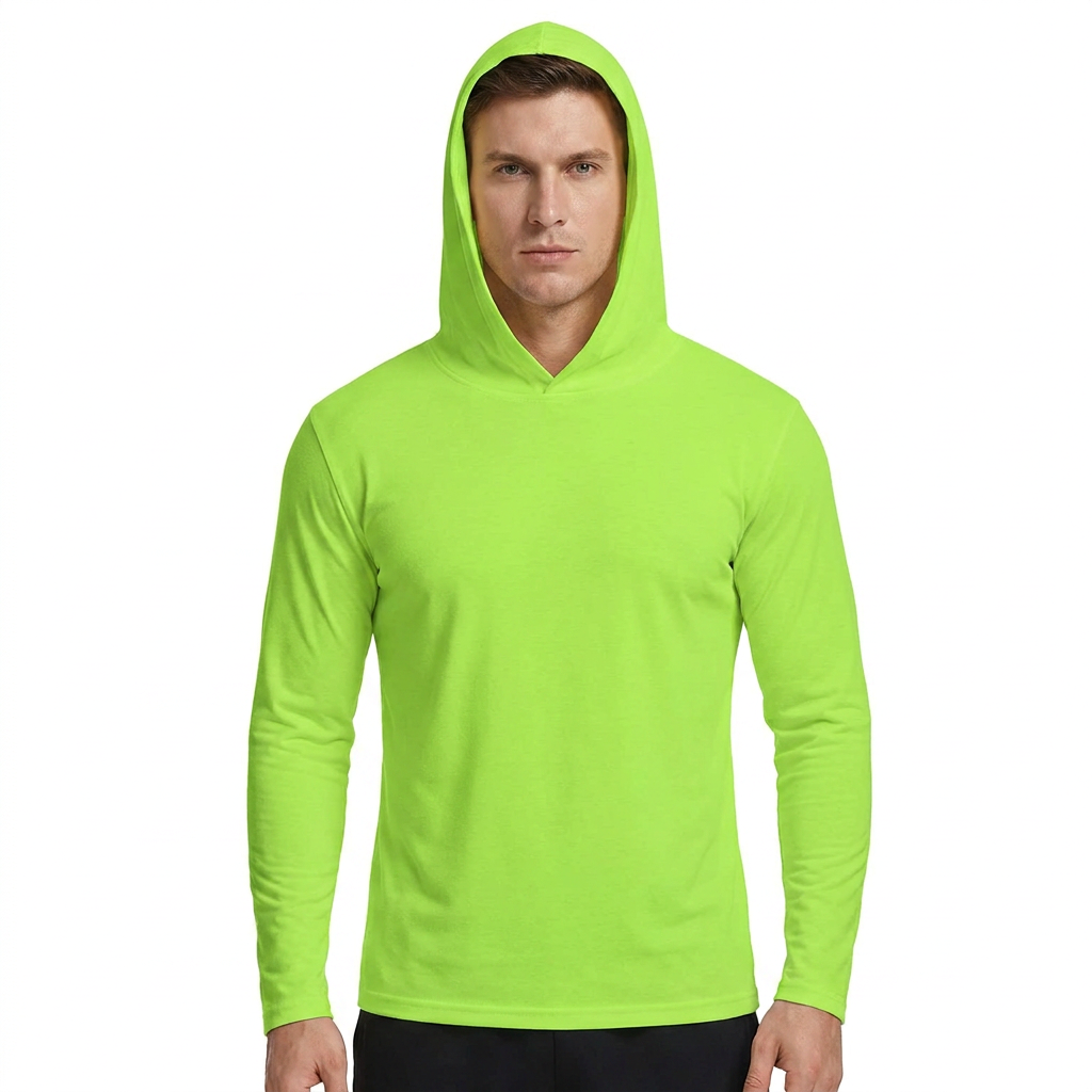 ZBORIBER Men's Sun Protection Hoodie Long Sleeve Quick Dry Shirt Lightweight Breathable Activewear Dry Fit Fishing Workout Shirt，Size S-3XL，HIGHLIGHTERGLOW