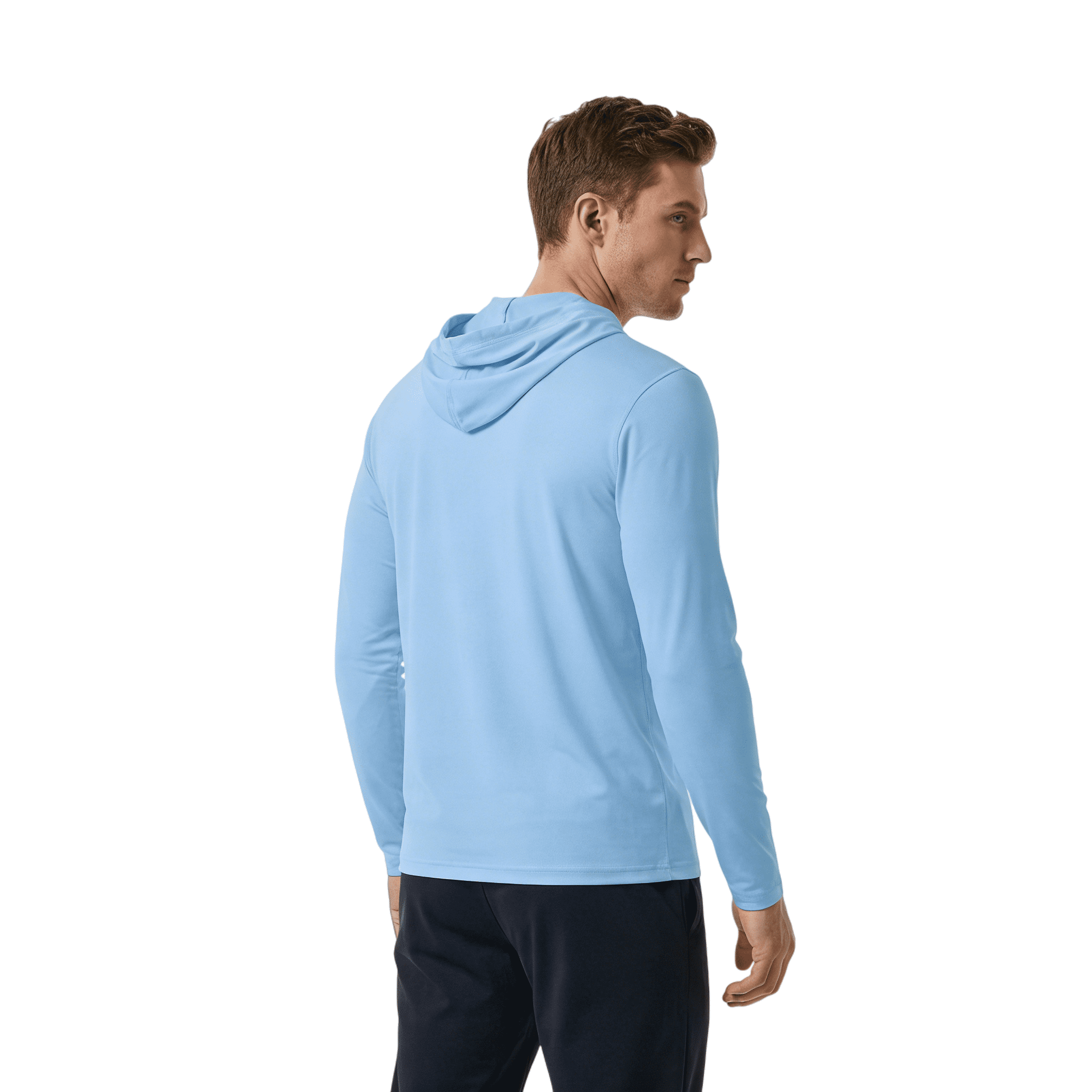 ZBORIBER Men's Hooded T-shirt, Moisture-wicking,Quick-drying,Carolina Blue, Sizes S-3XL
