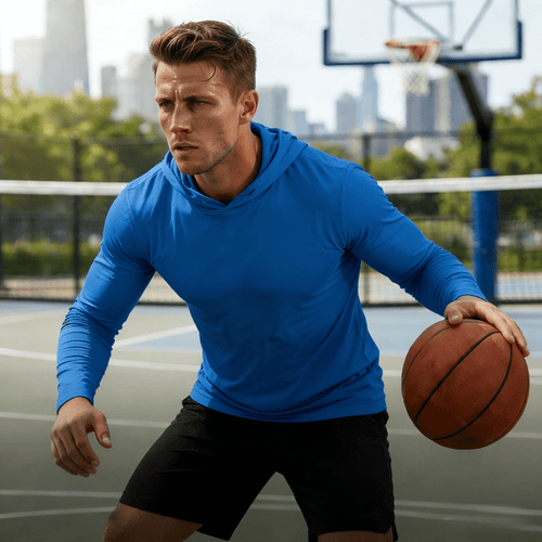 ZBORIBER Men's Hooded T-shirt, Moisture-wicking,Quick-drying,Royal,Sizes S-3XL