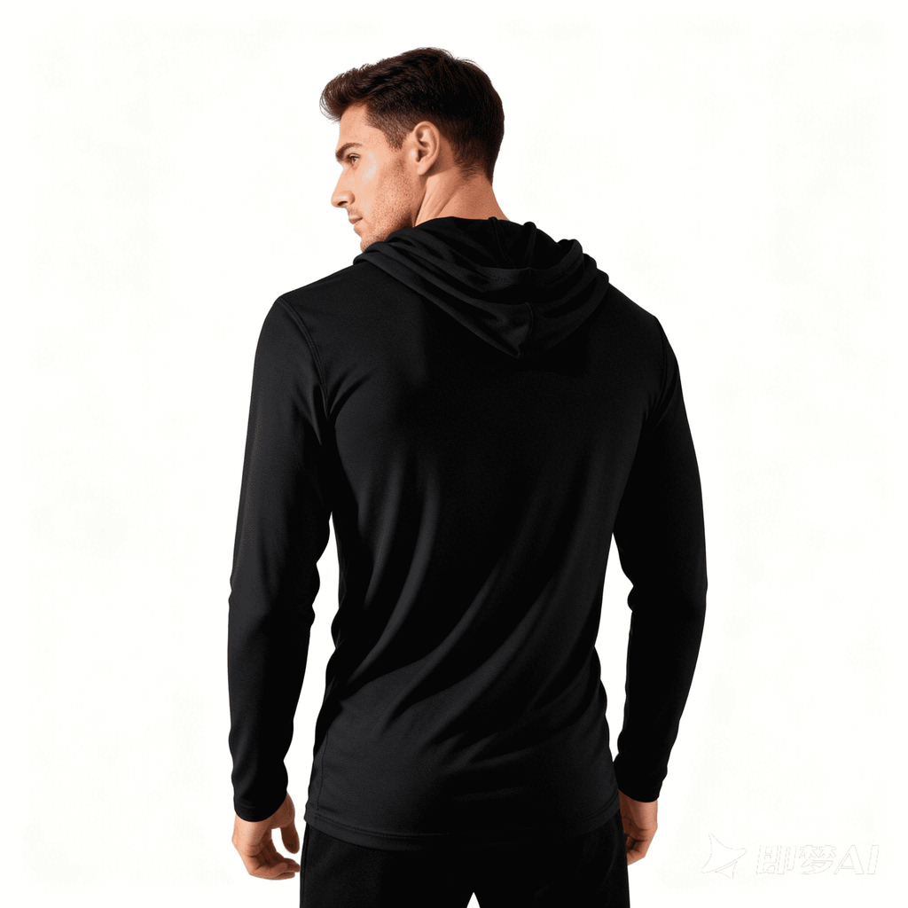 ZBORIBER Men's Hooded T-shirt, Moisture-wicking,Quick-drying,Black, Sizes S-3XL