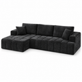 108-Inch L-Shaped Chenille Cloud Sectional Sofa with Chaise, No Assembly, Black