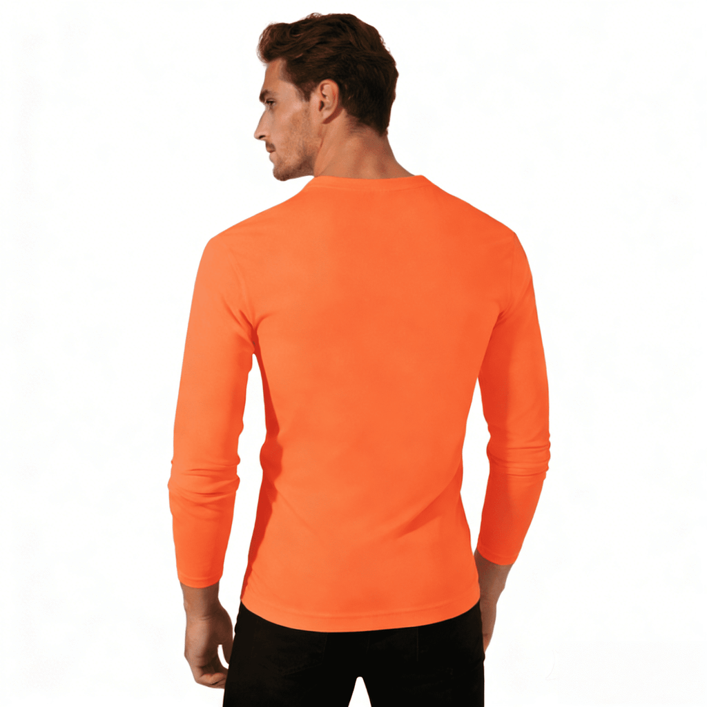 ZBORIBER Men's Quick Dry UPF 50+ UV Sun Protection Moisture Wicking Long Sleeve T-Shirt for Casual Workout,Sizes S-3XL,Neon Orange
