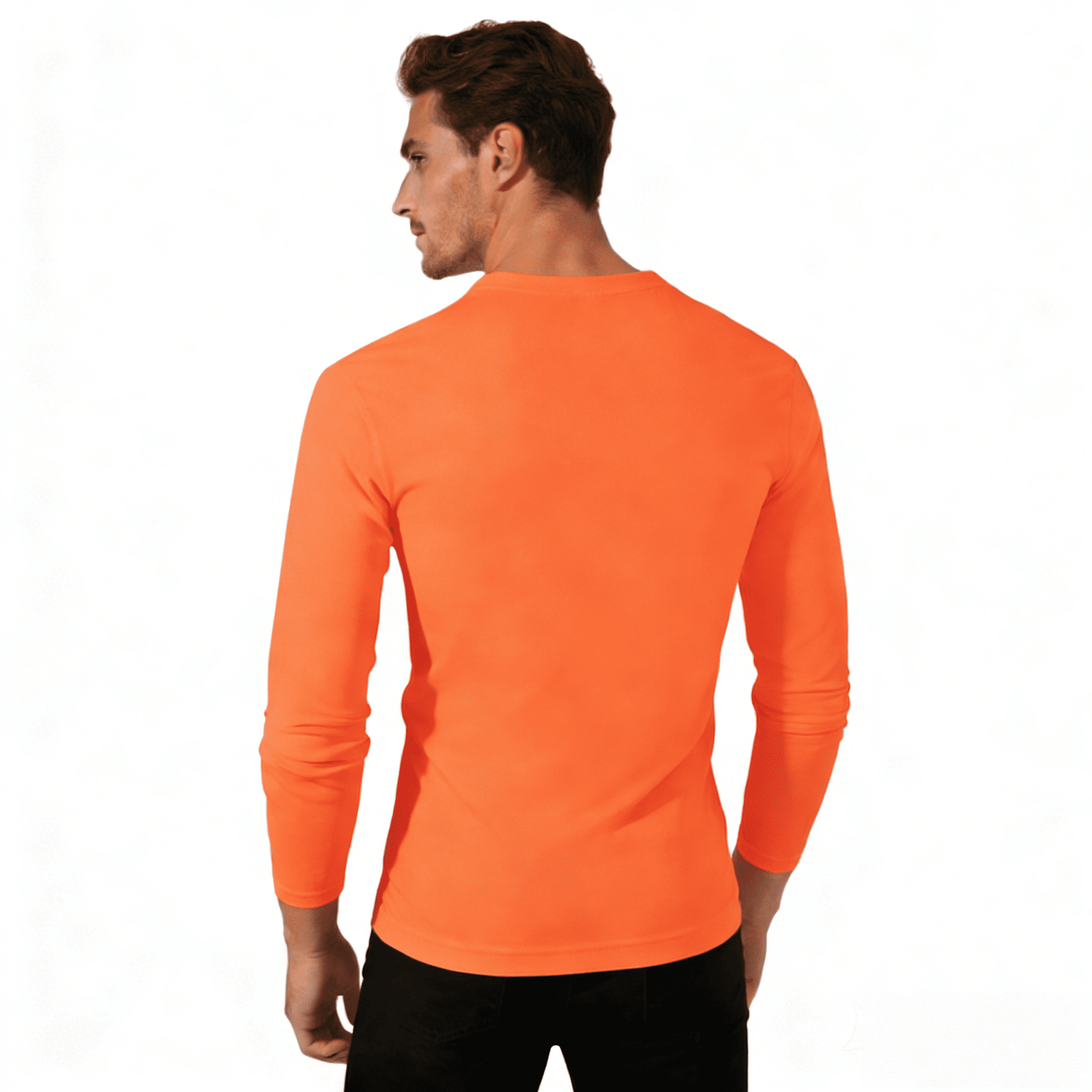 ZBORIBER Men's Quick Dry UPF 50+ UV Sun Protection Moisture Wicking Long Sleeve T-Shirt for Casual Workout,Sizes S-3XL,,Neon Orange
