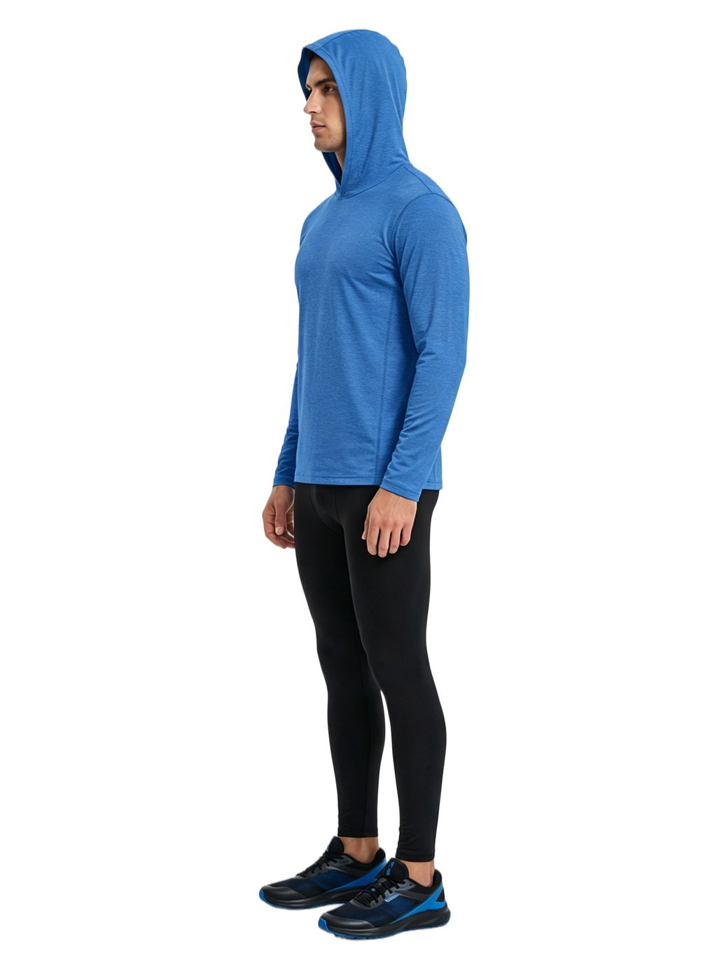 ZBORIBER Men's Quick Dry UPF 50+ UV Sun Protection Moisture Wicking Long Sleeve T-Shirt for Casual Workout,Sizes S-3XL,Highlighter Chambray