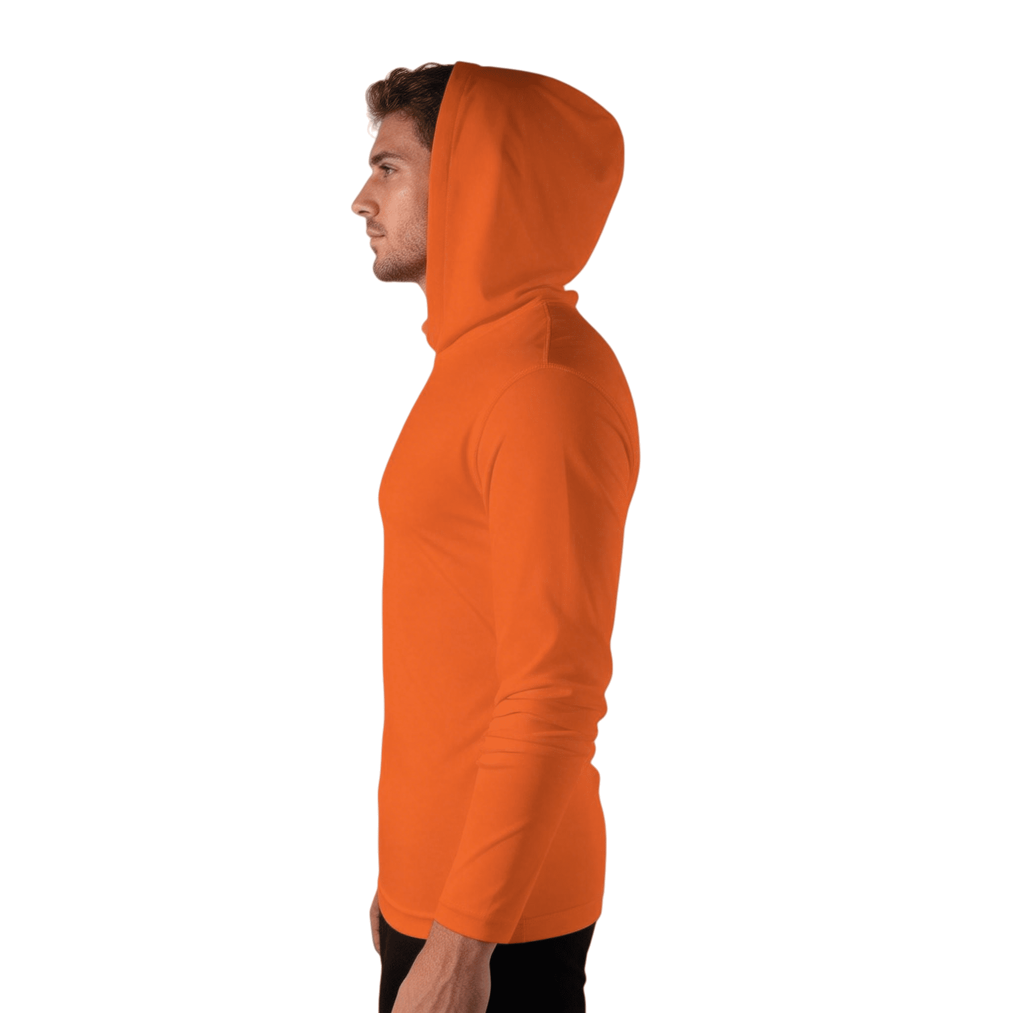 ZBORIBER Men's Hooded T-shirt,Moisture-wicking,Quick-drying,Neon Orange, Sizes S-3XL