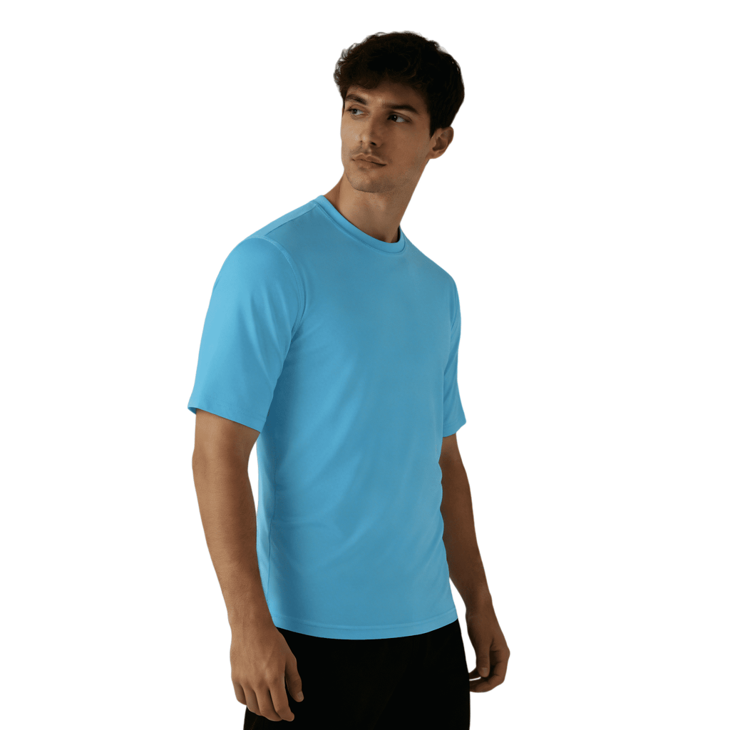 ZBORIBER Men's Quick-Dry Fit Gym Wicking Athletic Workout Short-Sleeve T-Shirts Sizes S-3XL,Shockwave Blue