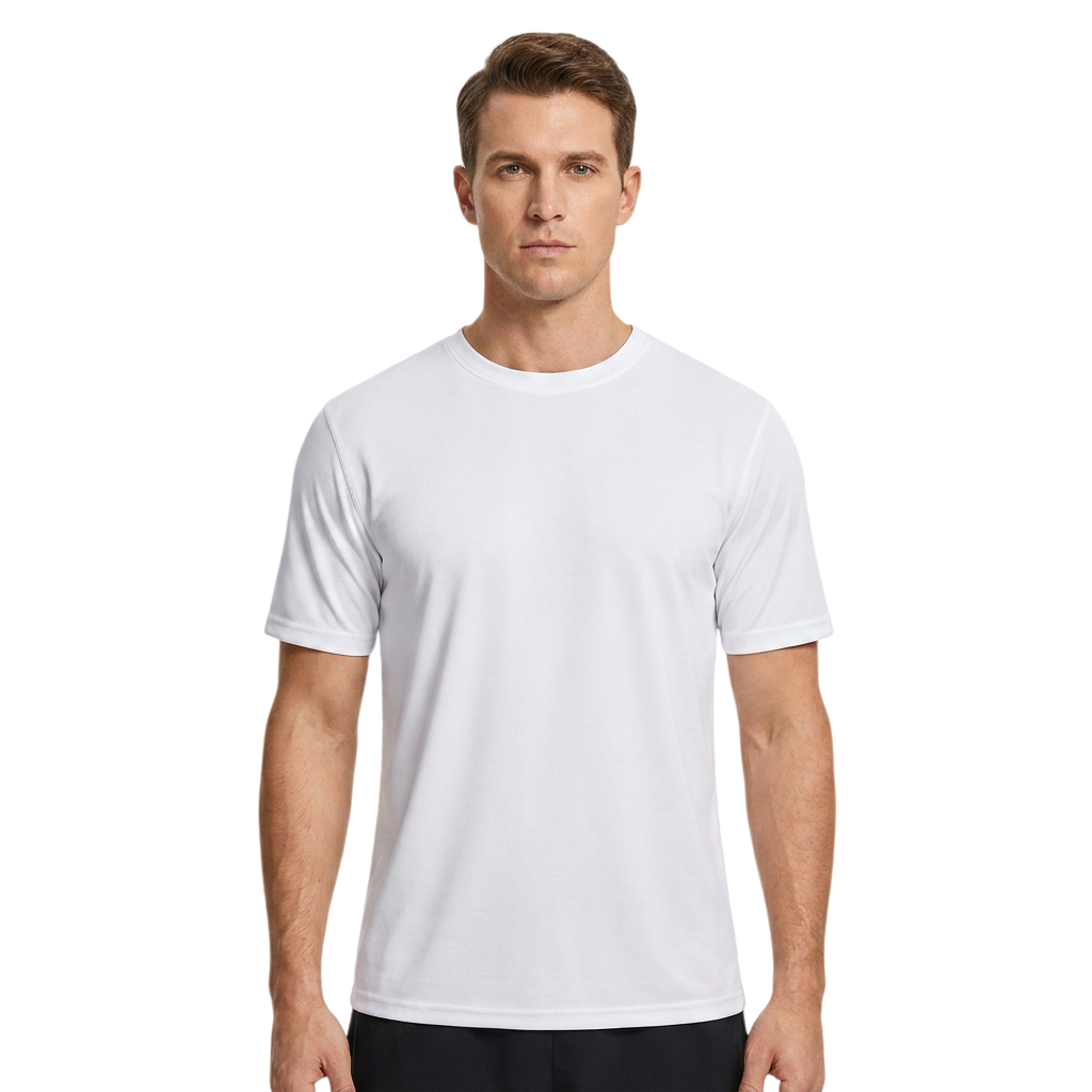 ZBORIBER Men's Quick-Dry Fit Gym Wicking Athletic Workout Short-Sleeve T-Shirts Sizes S-3XL,White
