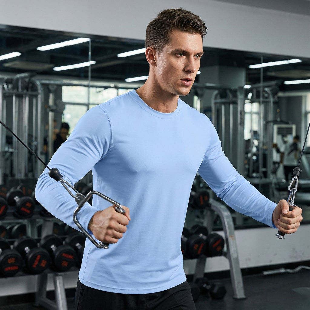 ZBORIBER Men's Quick Dry UPF 50+ UV Sun Protection Moisture Wicking Long Sleeve T-Shirt for Casual Workout,Sizes S-3XL,Carolina Blue
