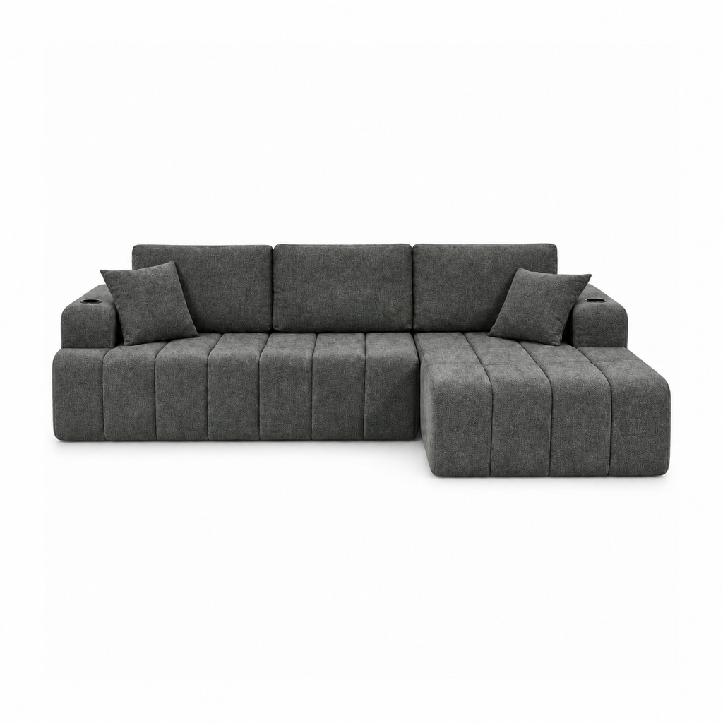 108-Inch L-Shaped Chenille Cloud Sectional Sofa with Chaise, No Assembly, Dark Gray
