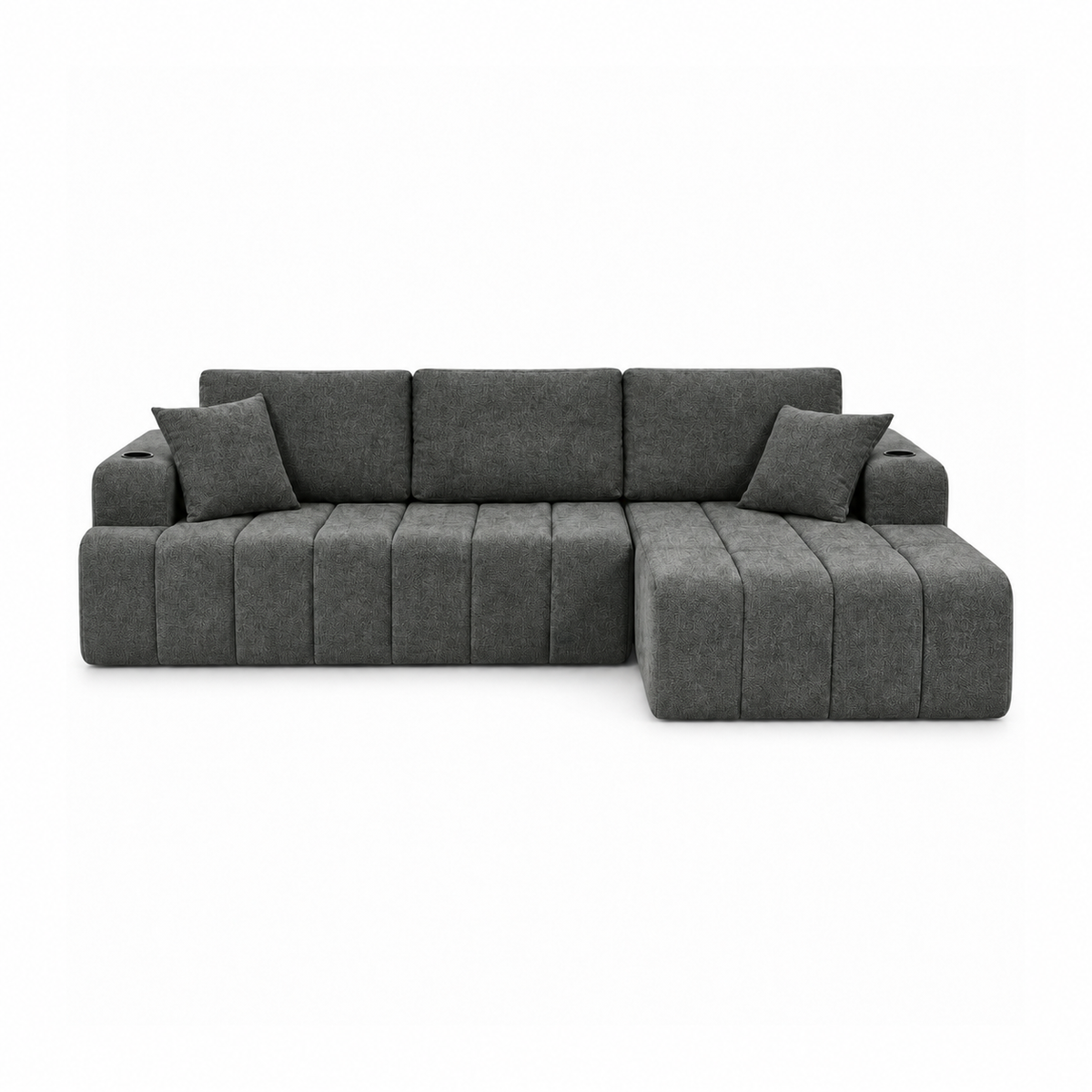 108-Inch L-Shaped Chenille Cloud Sectional Sofa with Chaise, No Assembly, Dark Gray
