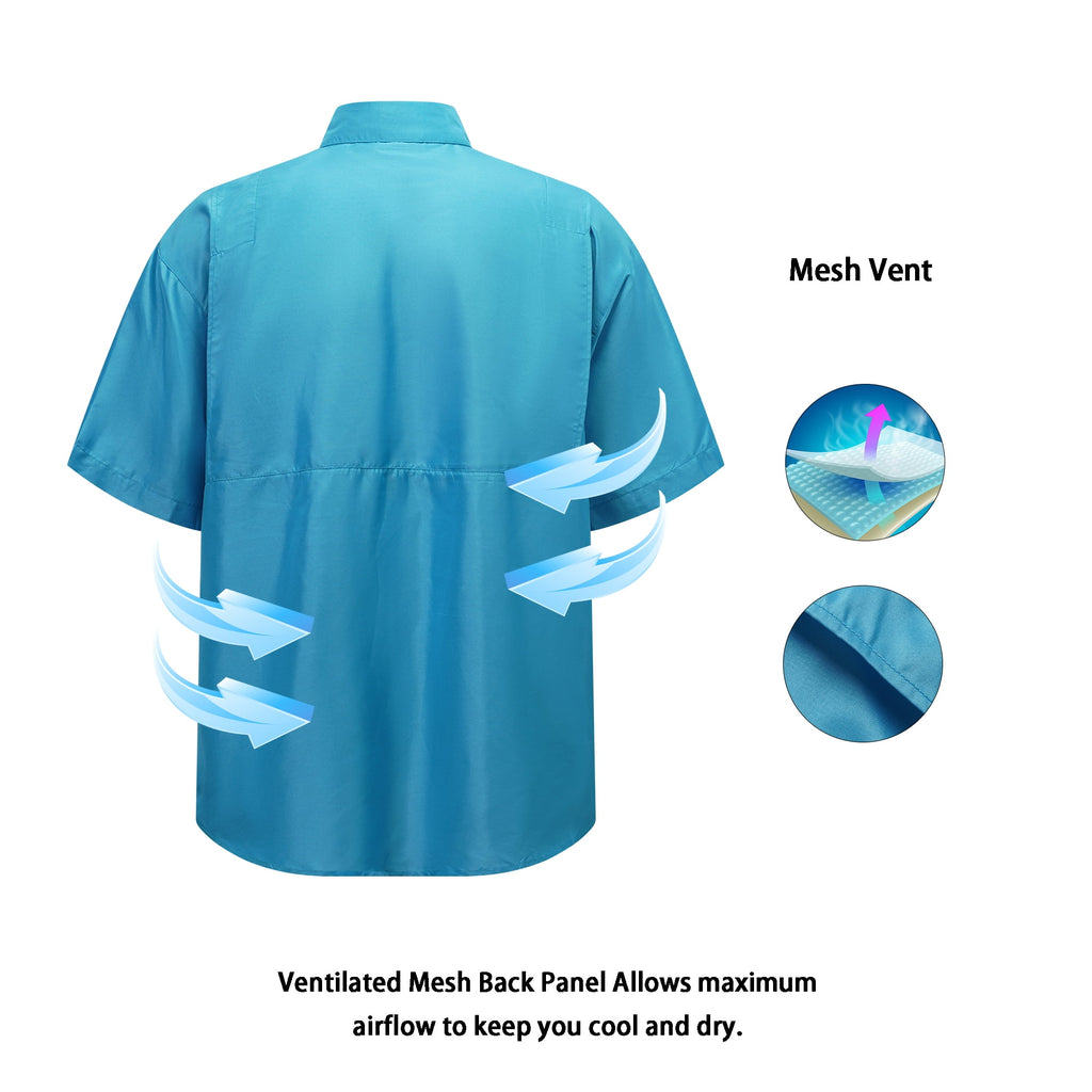 ZBORIBER Men's Fishing UPF 50+ Sun Protection Waterproof for Outdoor Travel Short Sleeve Shirts with Pockets,3-Pack,Size-XL
