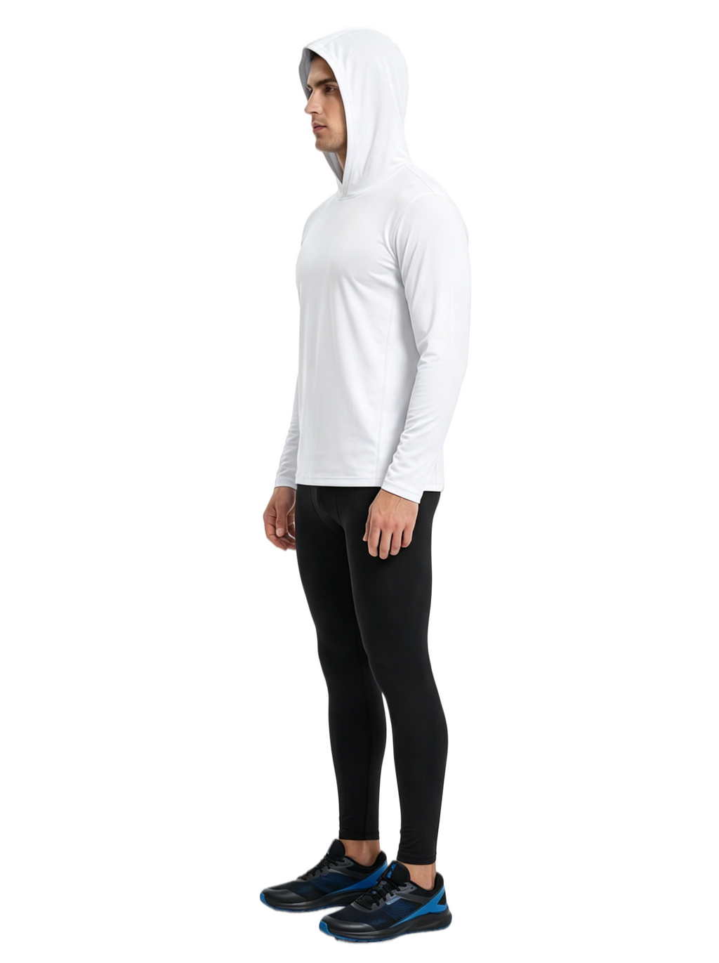 ZBORIBER Men's Hooded T-shirt, Moisture-Wicking,Quick-Drying,White,Sizes S-3XL