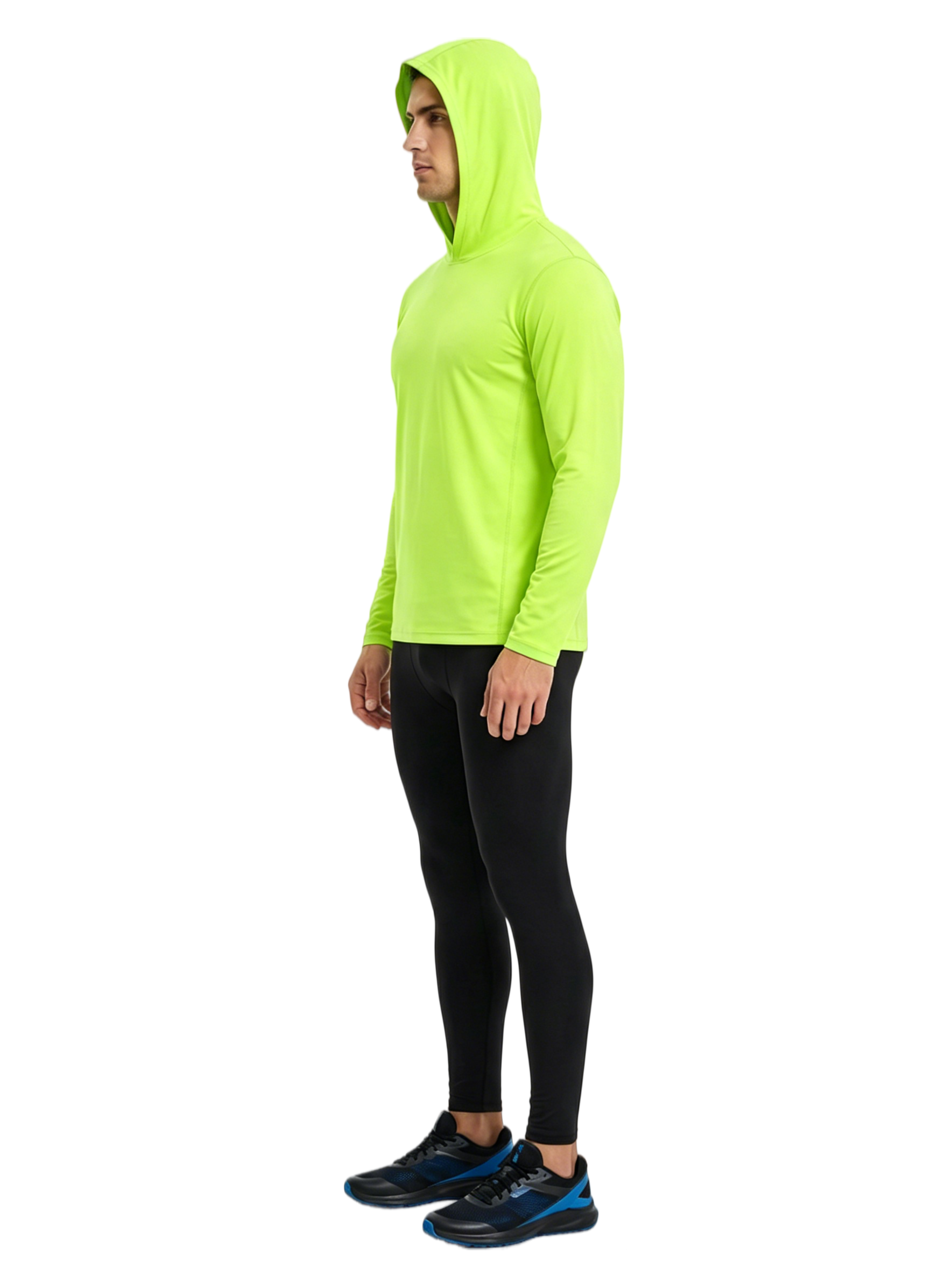 ZBORIBER Men's Quick Dry UPF 50+ UV Sun Protection Moisture Wicking Long Sleeve T-Shirt for Casual Workout,Sizes S-3XL,Highlighter Glow