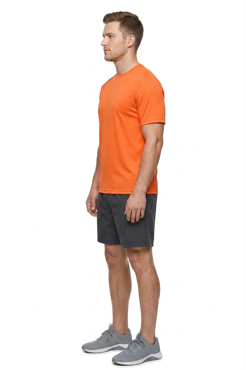 ZBORIBER Men's Quick-Dry Fit Gym Wicking Athletic Workout Short-Sleeve T-Shirts Sizes S-3XL,Neon Orange