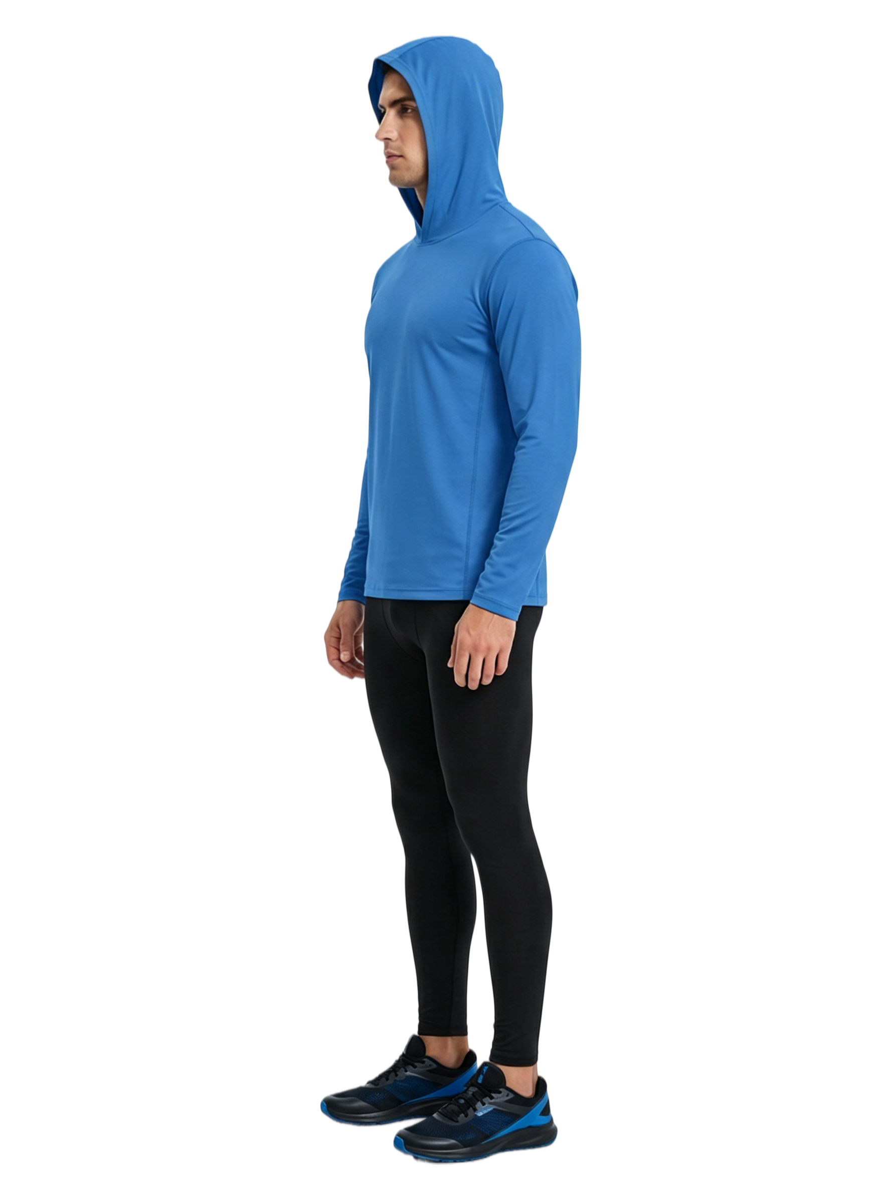 ZBORIBER Men's Hooded T-shirt, Moisture-Wicking,Quick-Drying,Royal,Sizes S-3XL