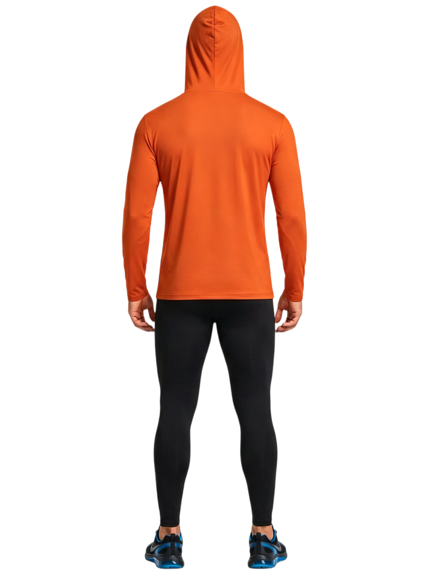 ZBORIBER Men's Hooded T-shirt,Moisture-Wicking,Quick-Drying,Neon Orange, Sizes S-3XL