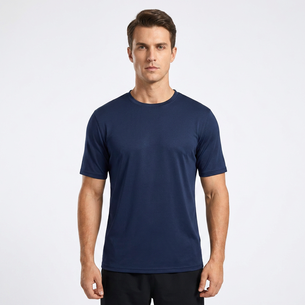 ZBORIBER Men's Quick-Dry Fit Gym Wicking Athletic Workout Short-Sleeve T-Shirts Sizes S-3XL,Navy
