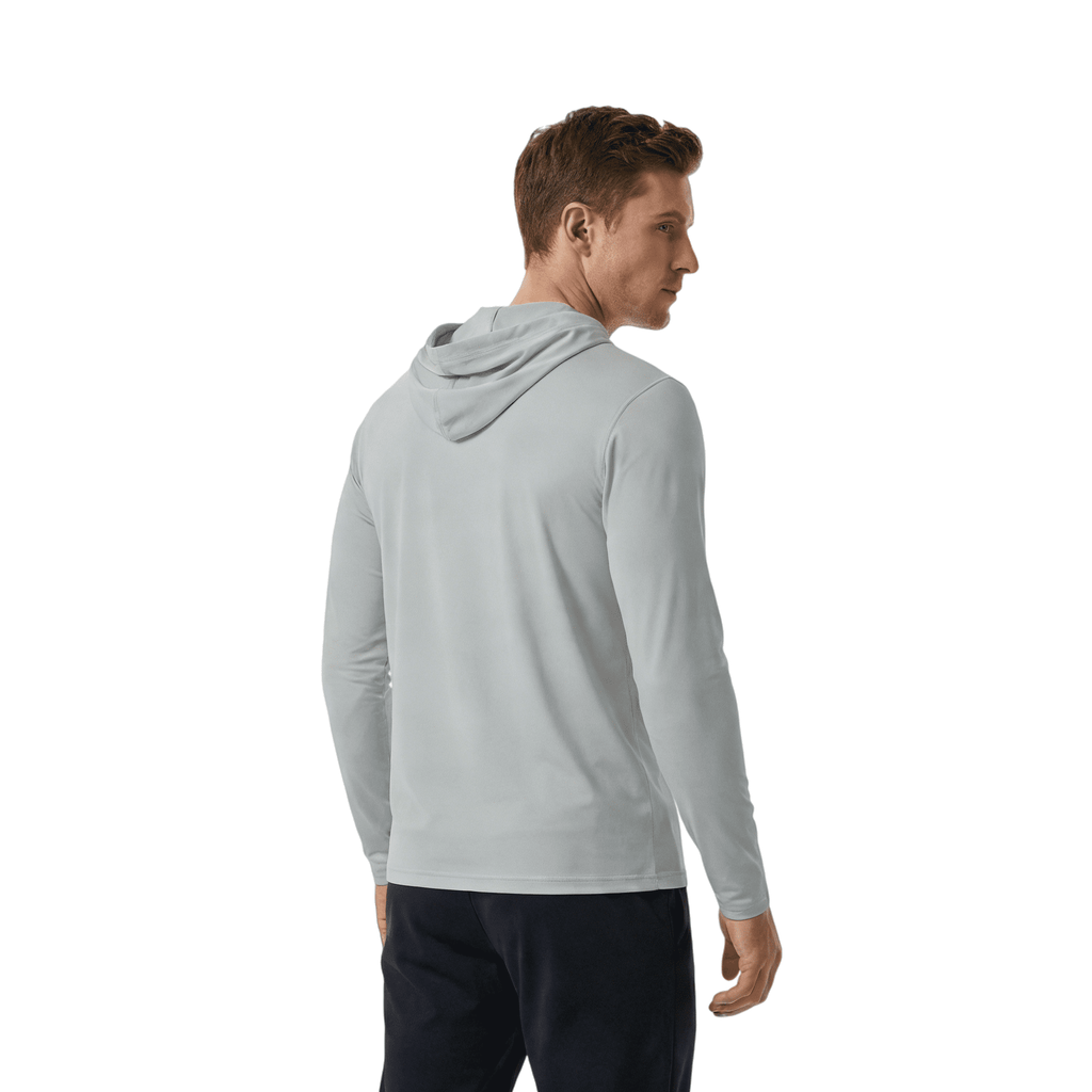 ZBORIBER Men's Hooded T-shirt, Moisture-wicking,Quick-drying,Silver,Sizes S-3XL