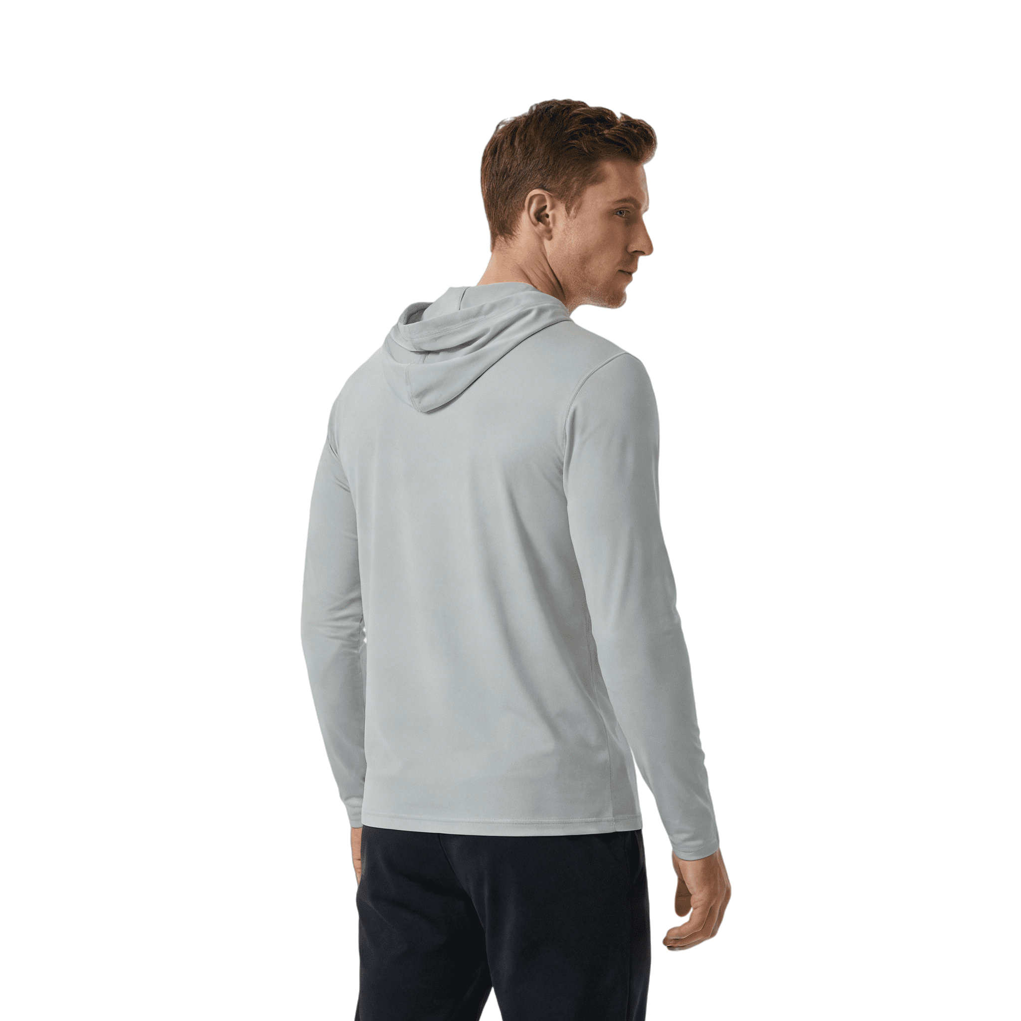 ZBORIBER Men's Hooded T-shirt, Moisture-wicking,Quick-drying,Silver,Sizes S-3XL