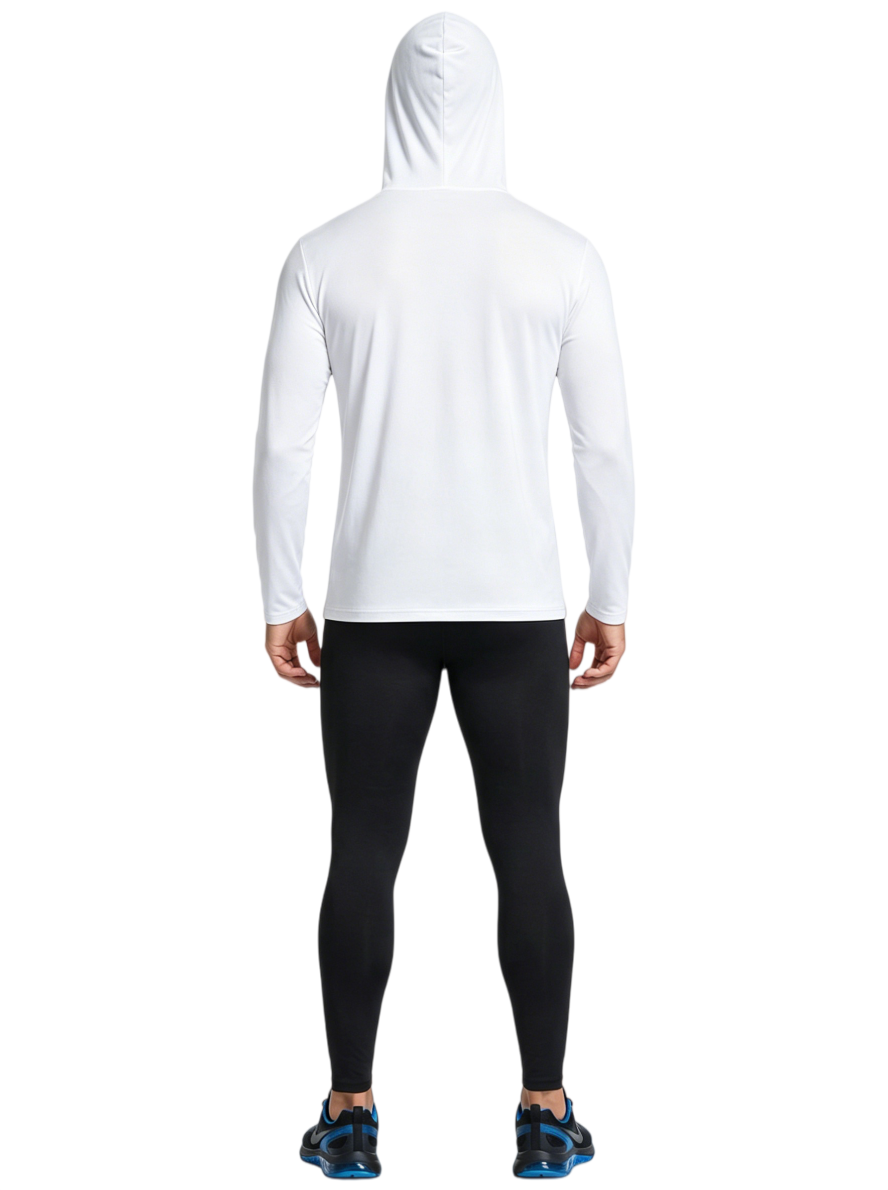 ZBORIBER Men's Hooded T-shirt, Moisture-Wicking,Quick-Drying,White,Sizes S-3XL
