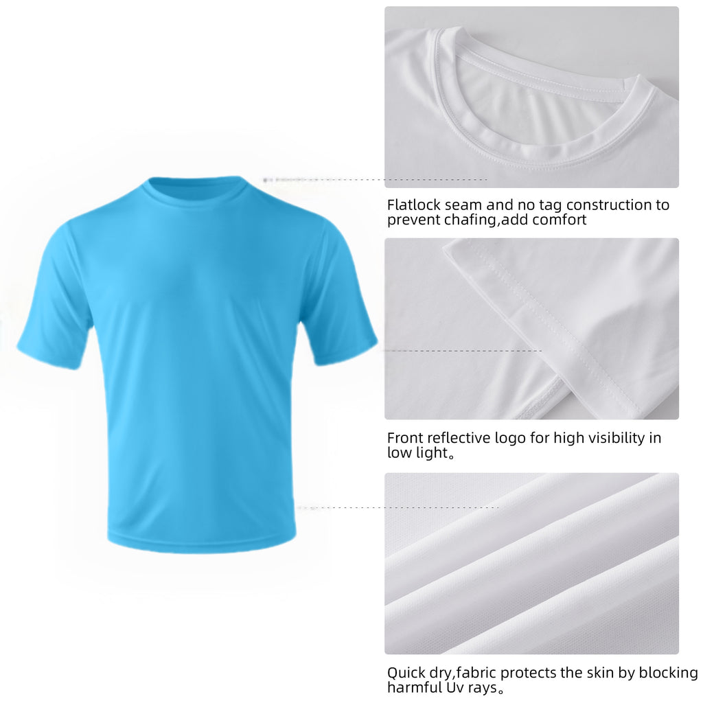 ZBORIBER Men's Quick-Dry Fit Gym Wicking Athletic Workout Short-Sleeve T-Shirts Sizes S-3XL,Shockwave Blue