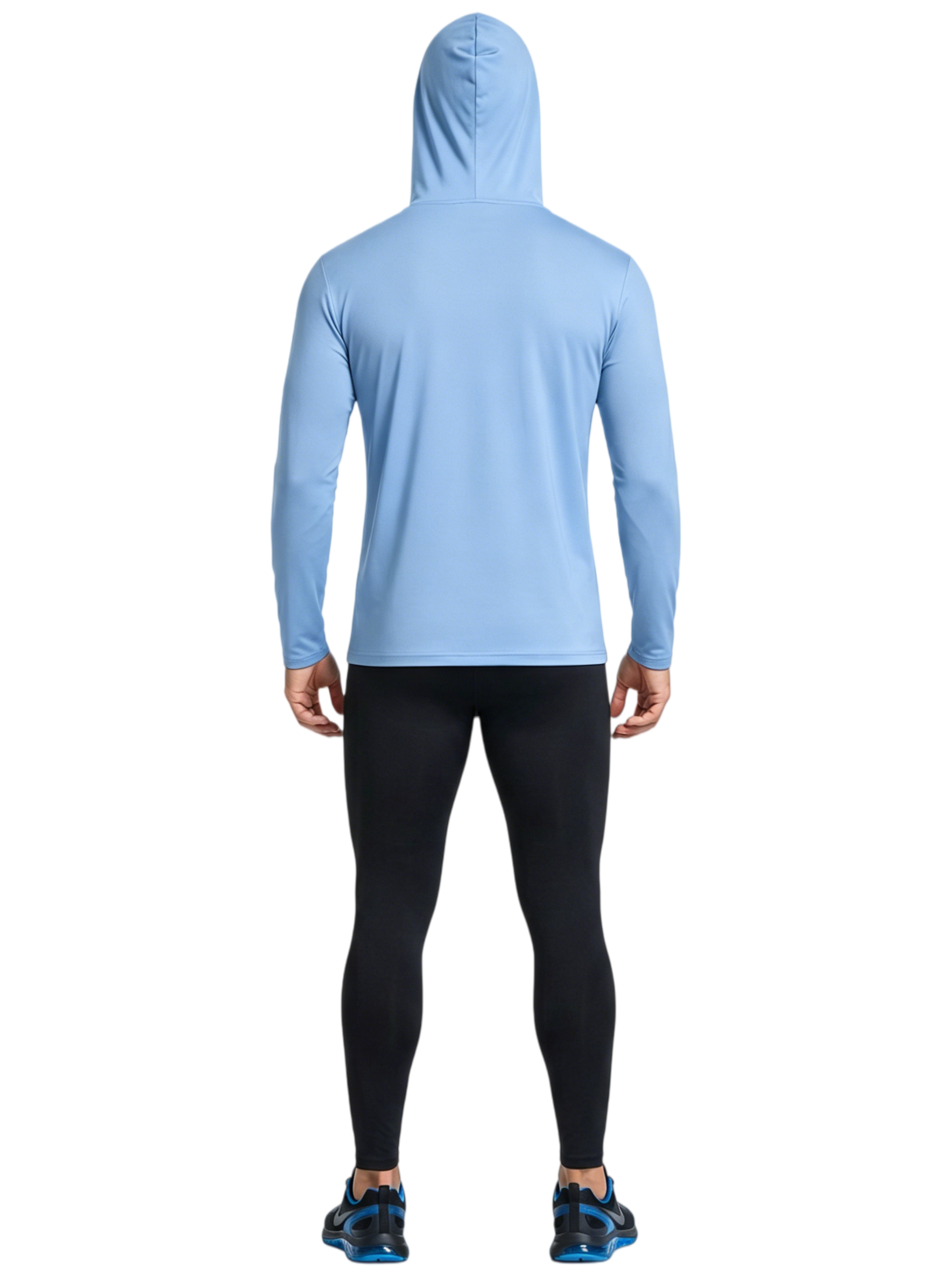 ZBORIBER Men's Hooded T-shirt,Moisture-Wicking,Quick-Drying,Carolina Blue,Sizes S-3XL