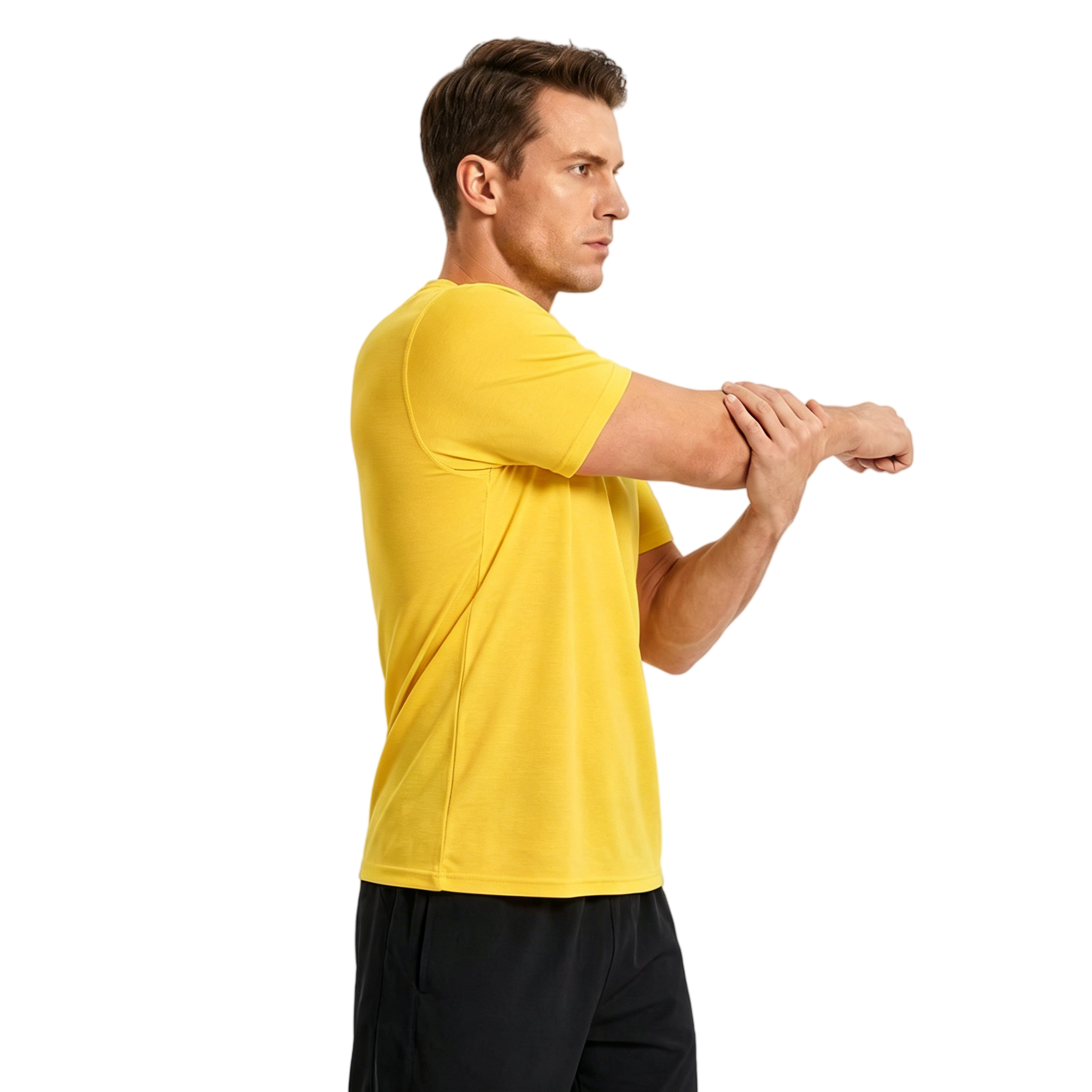 ZBORIBER Men's Quick-Dry Fit Gym Wicking Athletic Workout Short-Sleeve T-Shirts,Heather Yellow