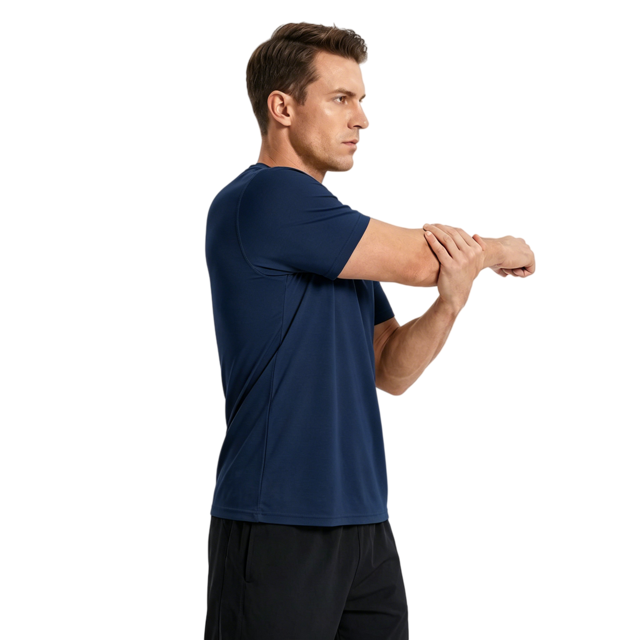 ZBORIBER Men's Quick-Dry Fit Gym Wicking Athletic Workout Short-Sleeve T-Shirts Sizes S-3XL,Navy