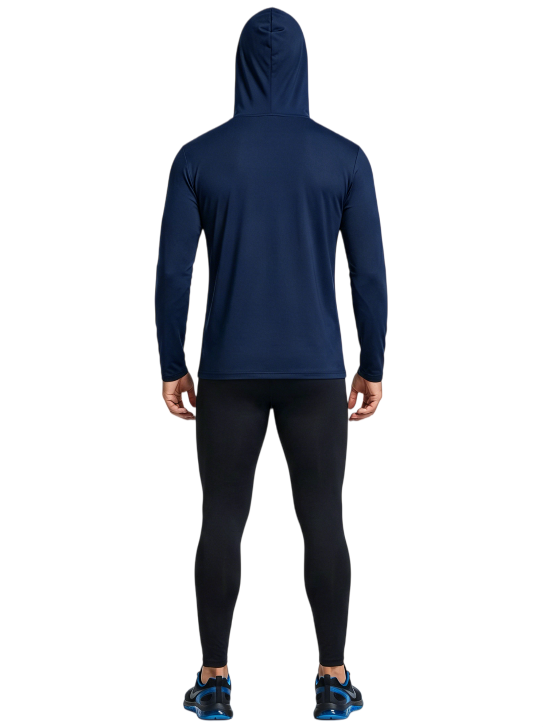 ZBORIBER Men's Hooded T-shirt, Moisture-Wicking,Quick-Drying,Navy,Sizes S-3XL