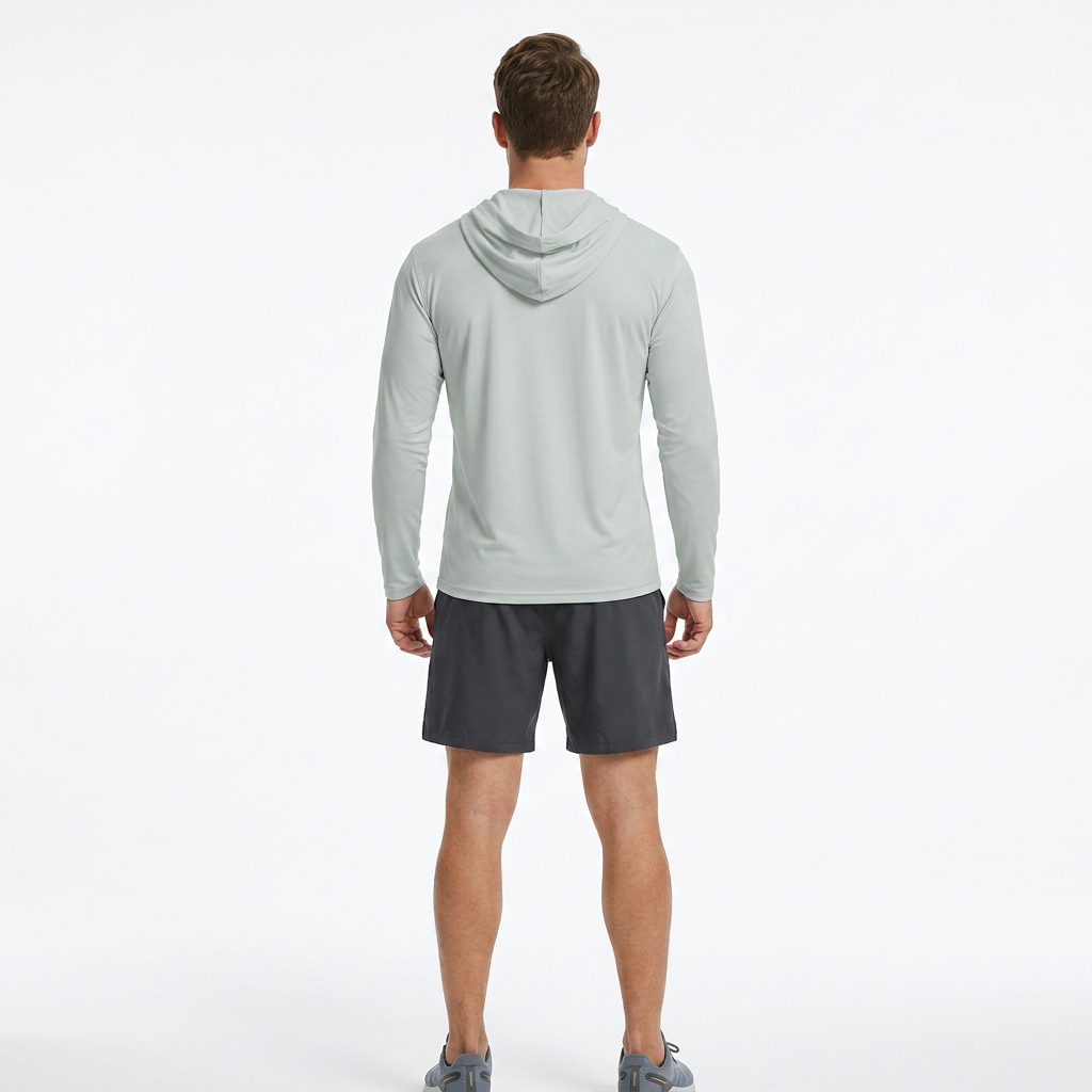 ZBORIBER Men's Hooded T-shirt, Moisture-Wicking,Quick-Drying,Silver,Sizes S-3XL