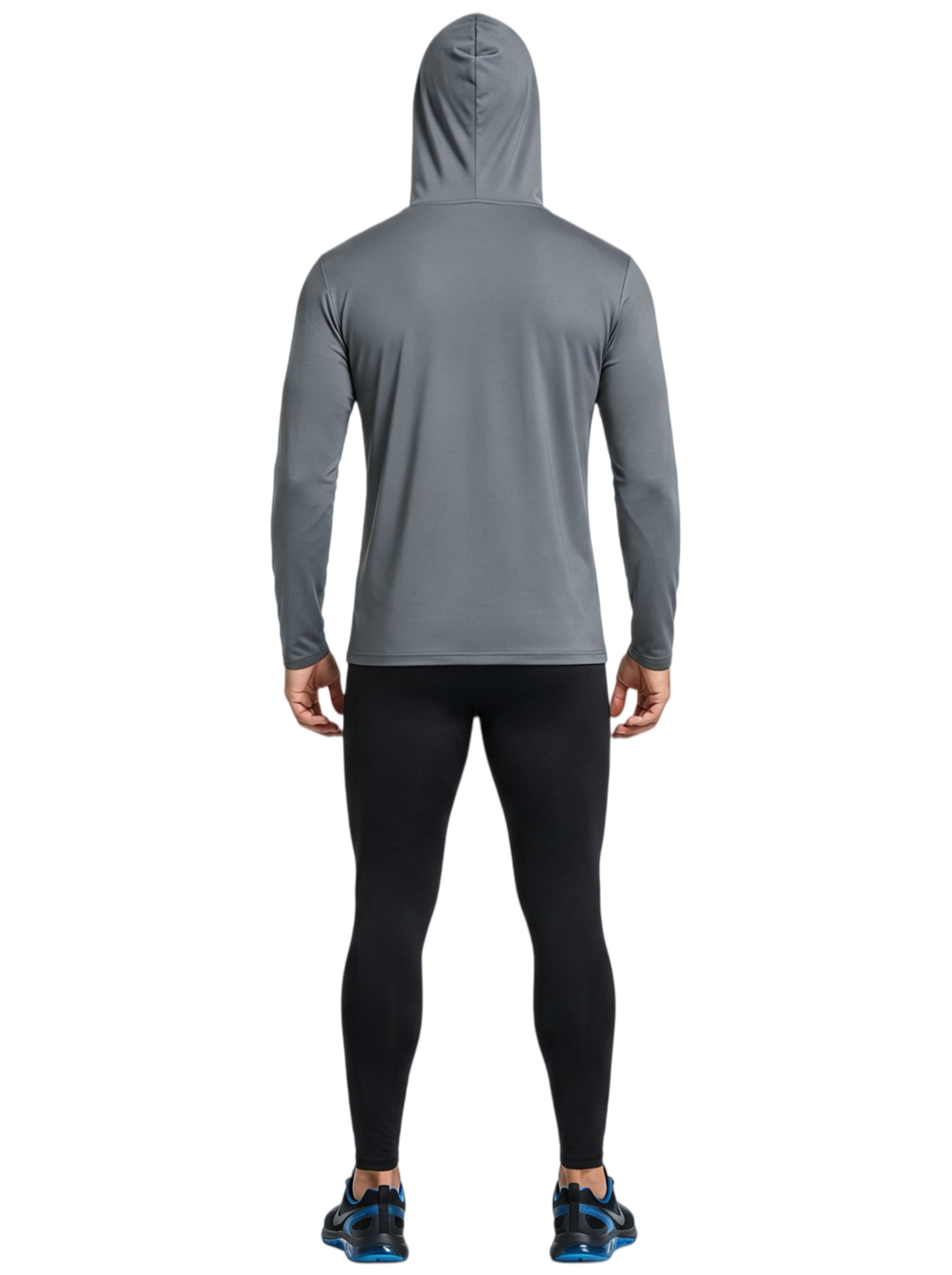 ZBORIBER Men's Hooded T-shirt, Moisture-Wicking,Quick-Drying,Titanium,Sizes S-3XL