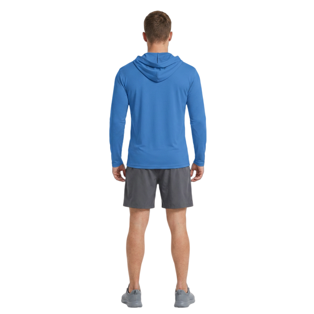ZBORIBER Men's Hooded T-shirt, Moisture-Wicking,Quick-Drying,Royal,Sizes S-3XL