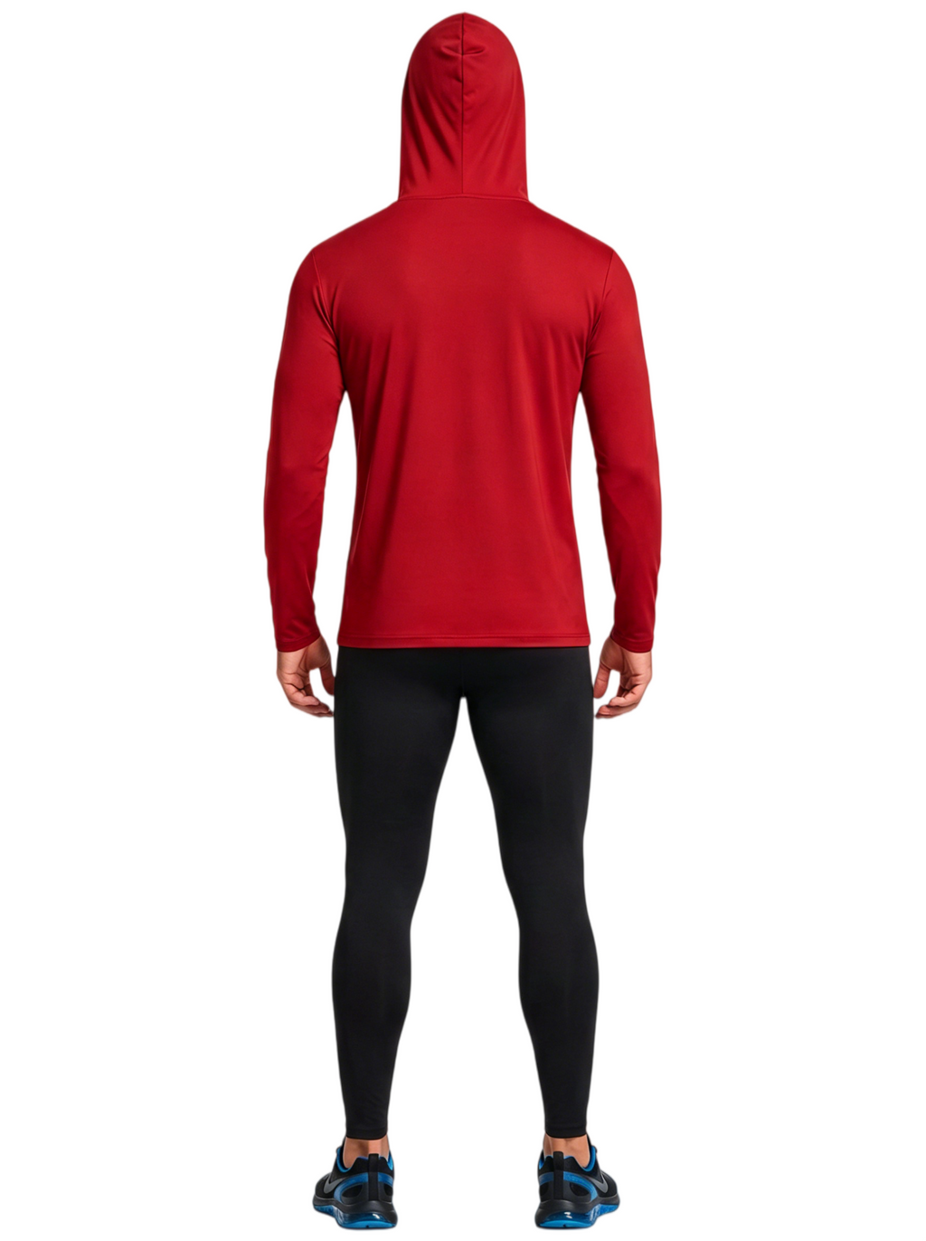 ZBORIBER Men's Hooded T-shirt, Moisture-Wicking,Quick-Drying,Red,Sizes S-3XL