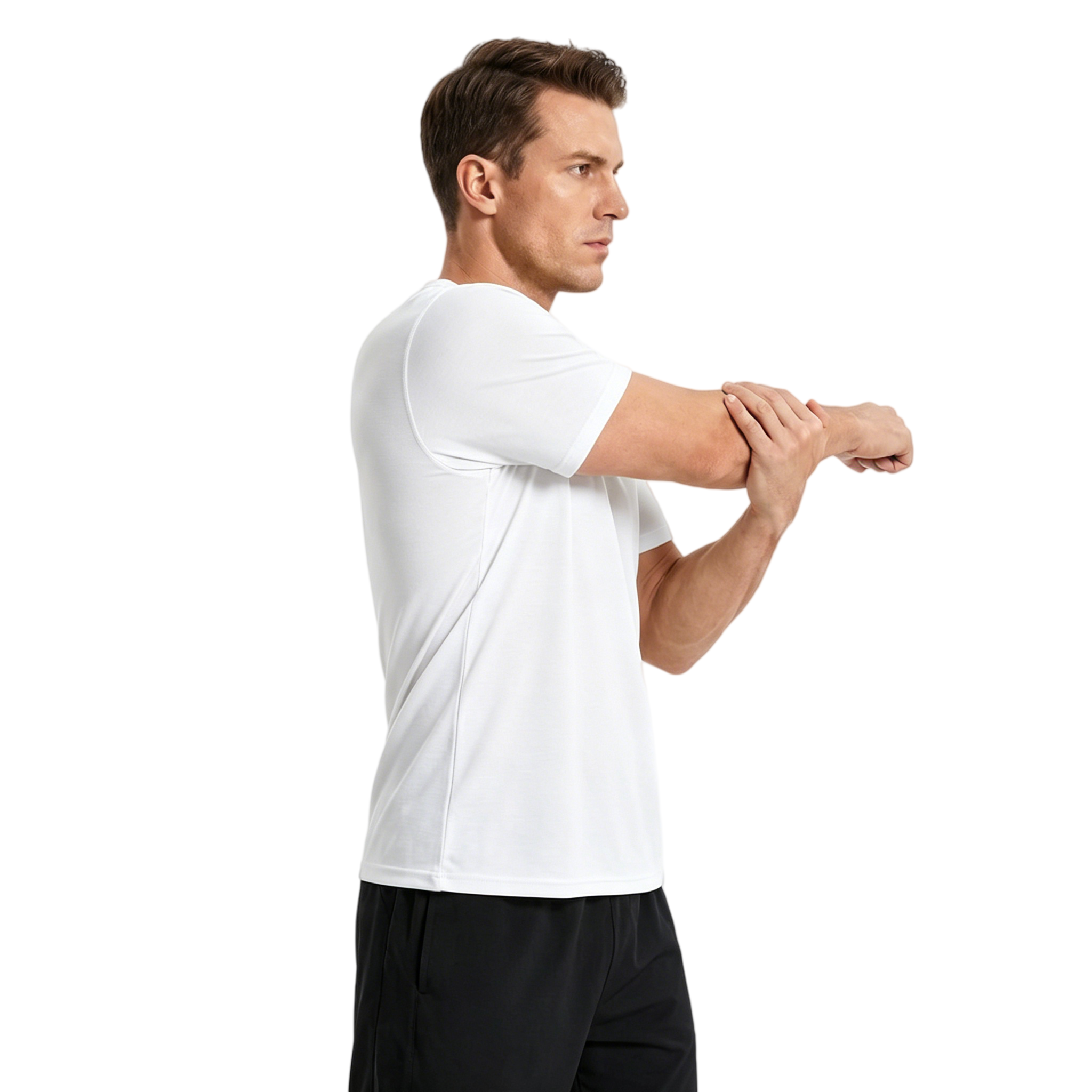 ZBORIBER Men's Quick-Dry Fit Gym Wicking Athletic Workout Short-Sleeve T-Shirts Sizes S-3XL,White