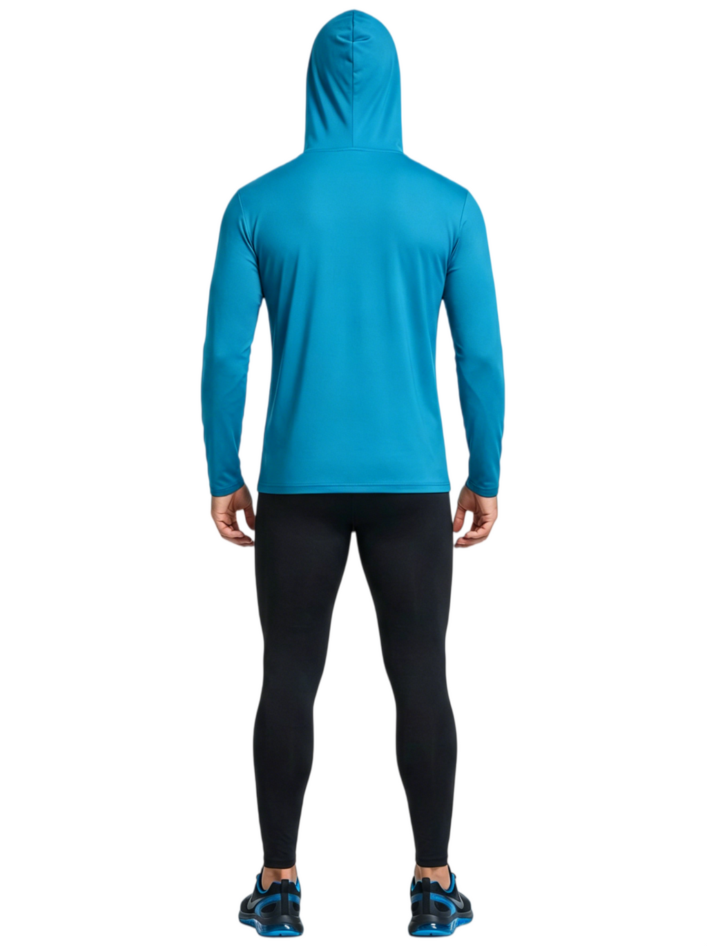 ZBORIBER Men's Hooded T-shirt, Moisture-Wicking,Quick-Drying,Shockwave Blue,Sizes S-3XL