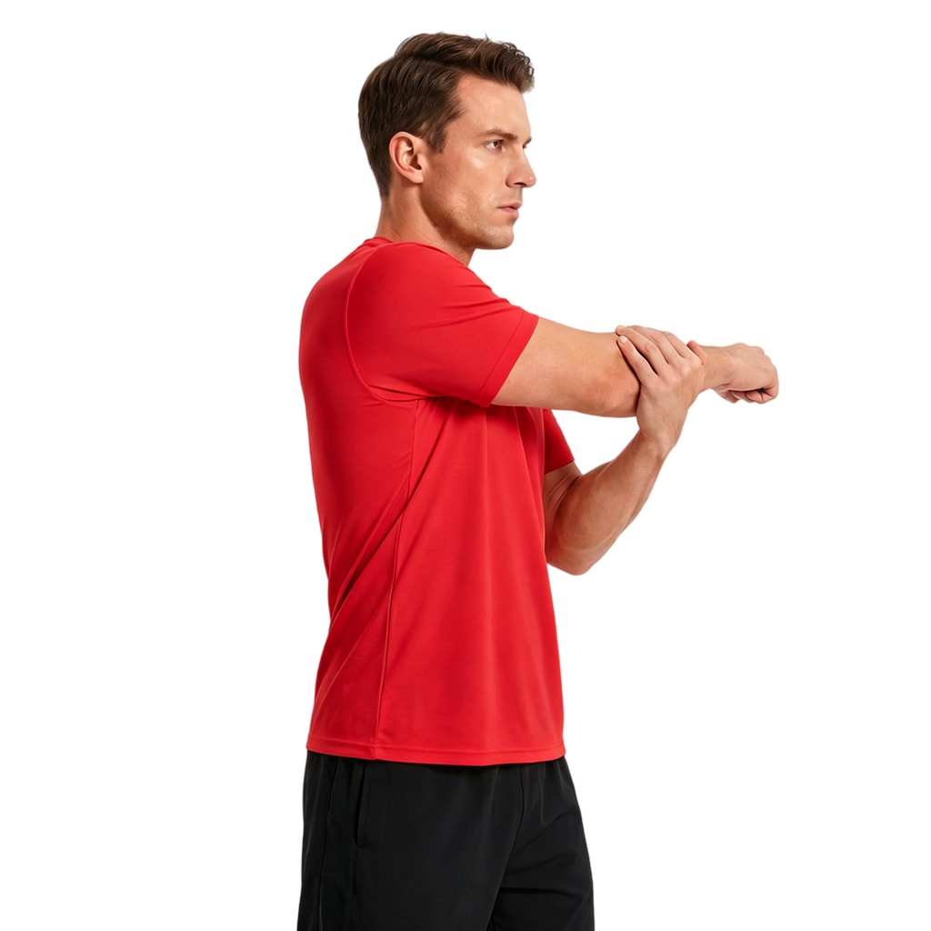 ZBORIBER Men's Quick-Dry Fit Gym Wicking Athletic Workout Short-Sleeve T-Shirts Sizes S-3XL,Red