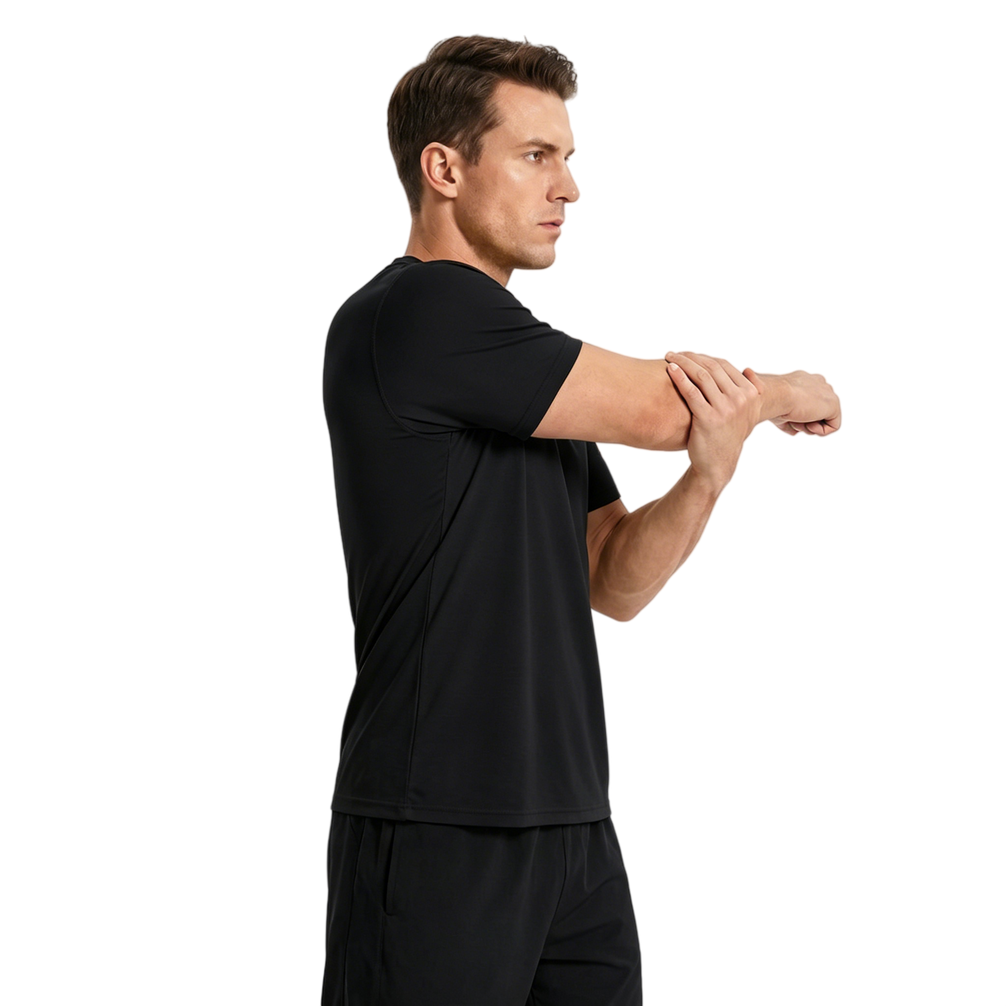 ZBORIBER Men's Quick-Dry Fit Gym Wicking Athletic Workout Short-Sleeve T-Shirts Sizes S-3XL,Black