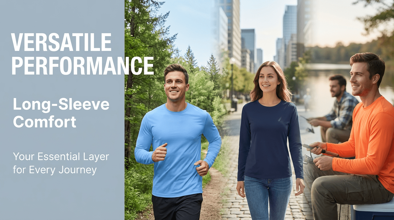 ZBORIBER Men's Quick Dry UPF 50+ UV Sun Protection Moisture Wicking Long Sleeve T-Shirt for Casual Workout,Sizes S-3XL,Highlighter Chambray