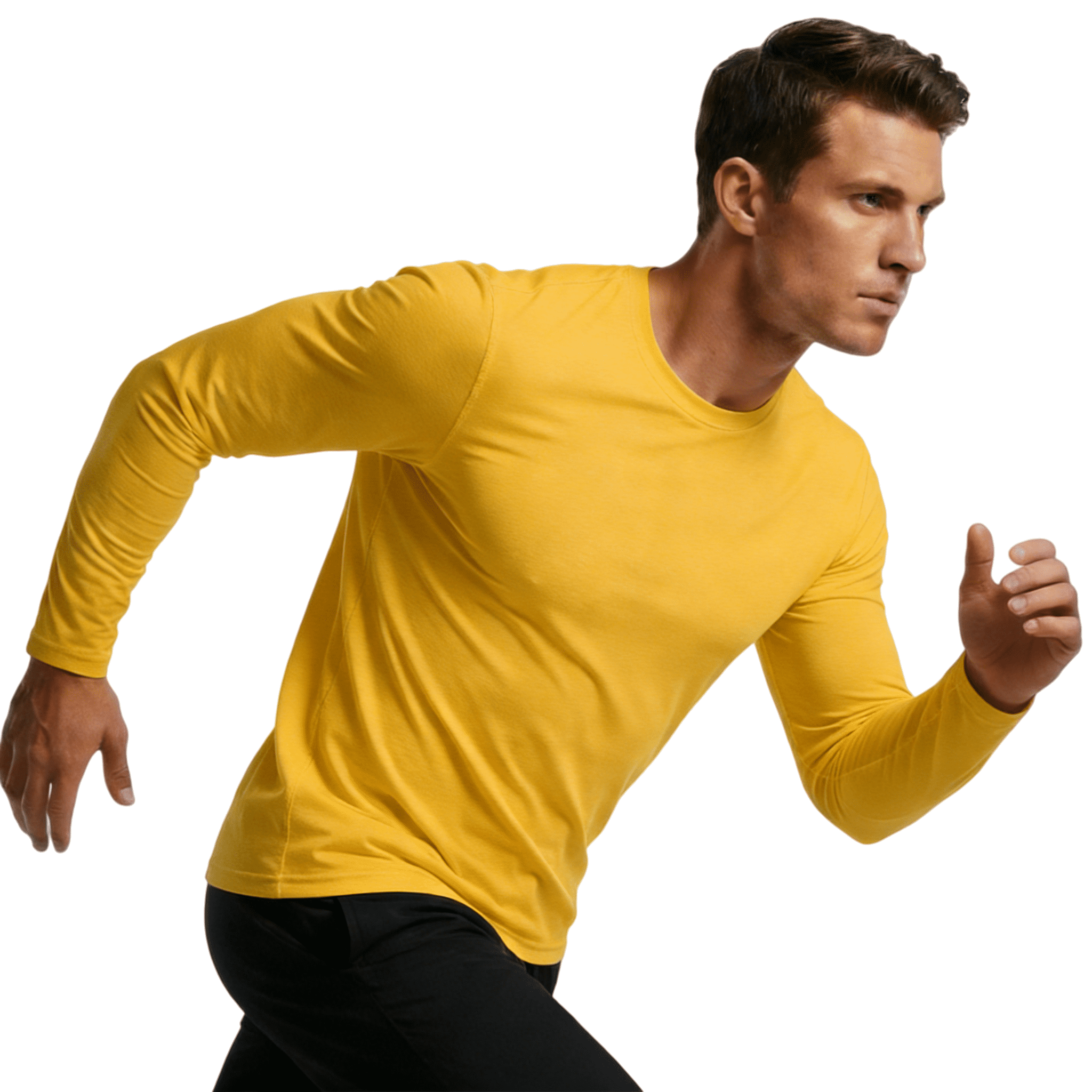 ZBORIBER Men's Quick Dry UPF 50+ UV Sun Protection Moisture Wicking Long Sleeve T-Shirt for Casual Workout,Sizes S-3XL,Heather Yellow