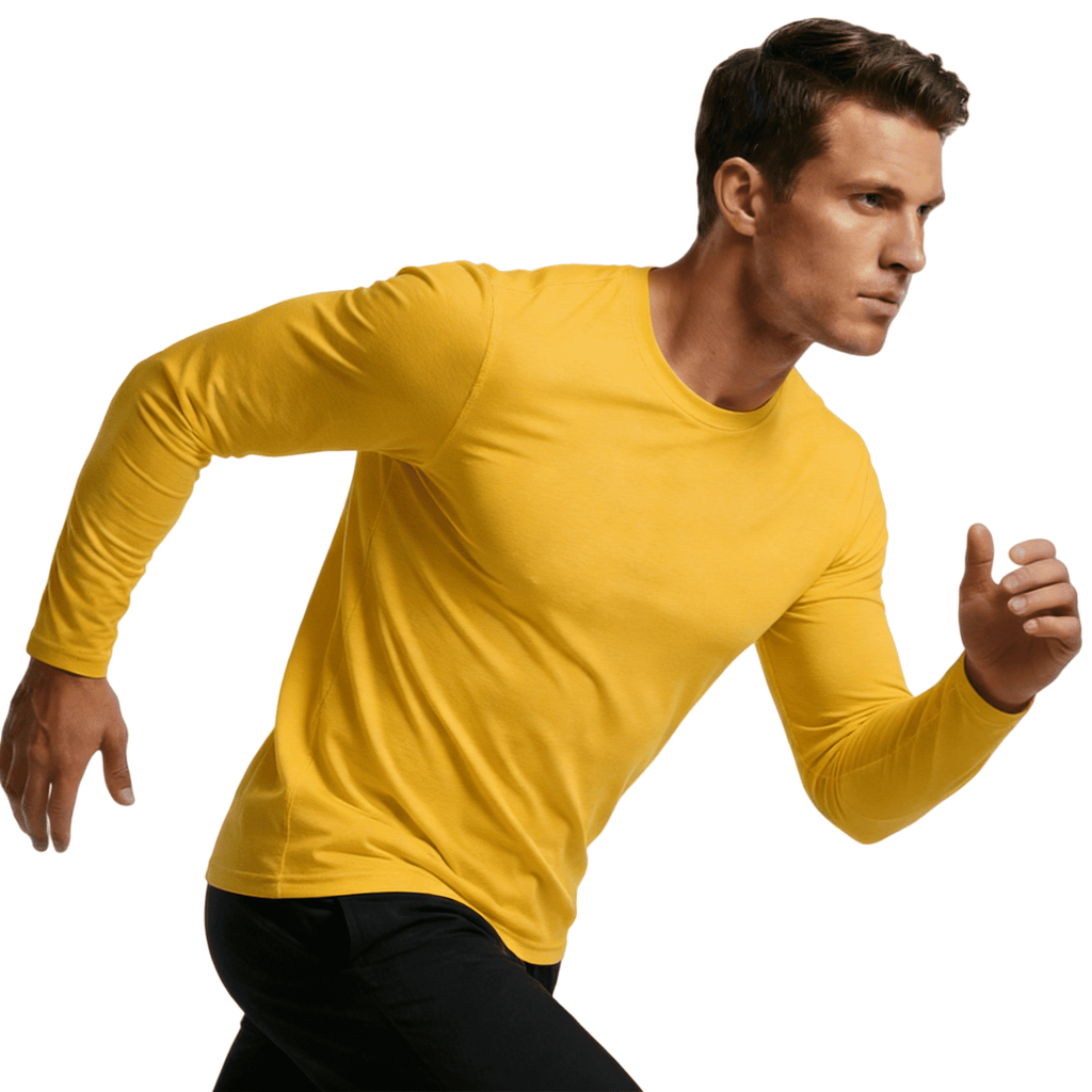 ZBORIBER Men's Quick Dry UPF 50+ UV Sun Protection Moisture Wicking Long Sleeve T-Shirt for Casual Workout,Sizes S-3XL,Heather Yellow
