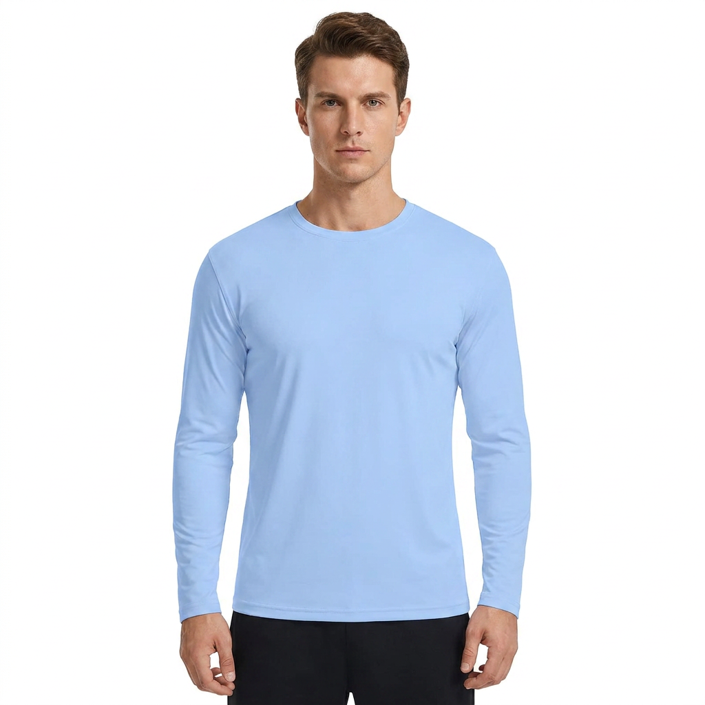 ZBORIBER Men's Quick Dry UPF 50+ UV Sun Protection Moisture Wicking Long Sleeve T-Shirt for Casual Workout,Sizes S-3XL,Carolina Blue